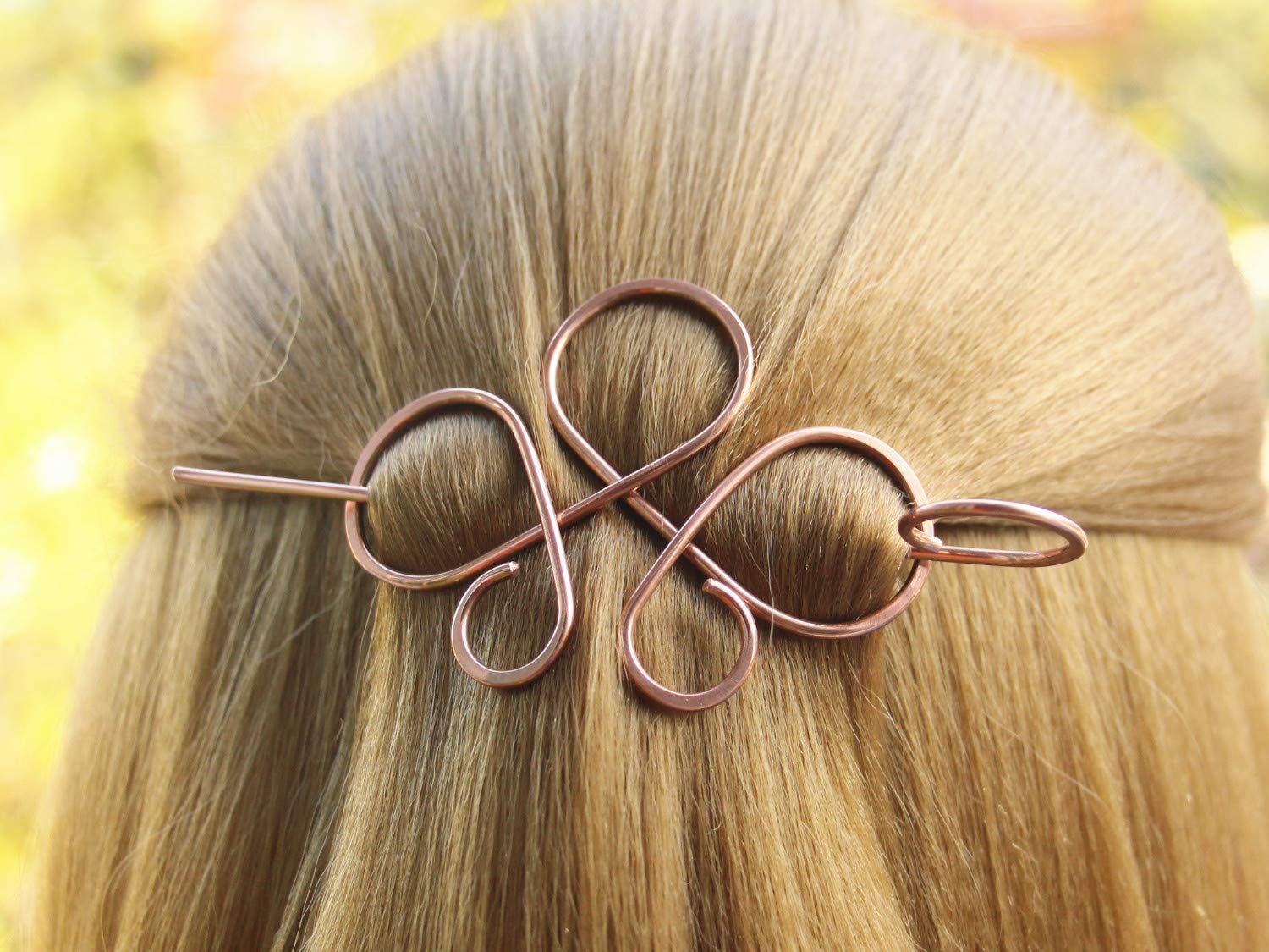 Handmade Solid Copper Wire Hair Barrette – 3” Rustic Boho Hair Clip Custom Made Amazon.com: Celtic Copper Hair Clips with Hair Stick Hair  main image 3