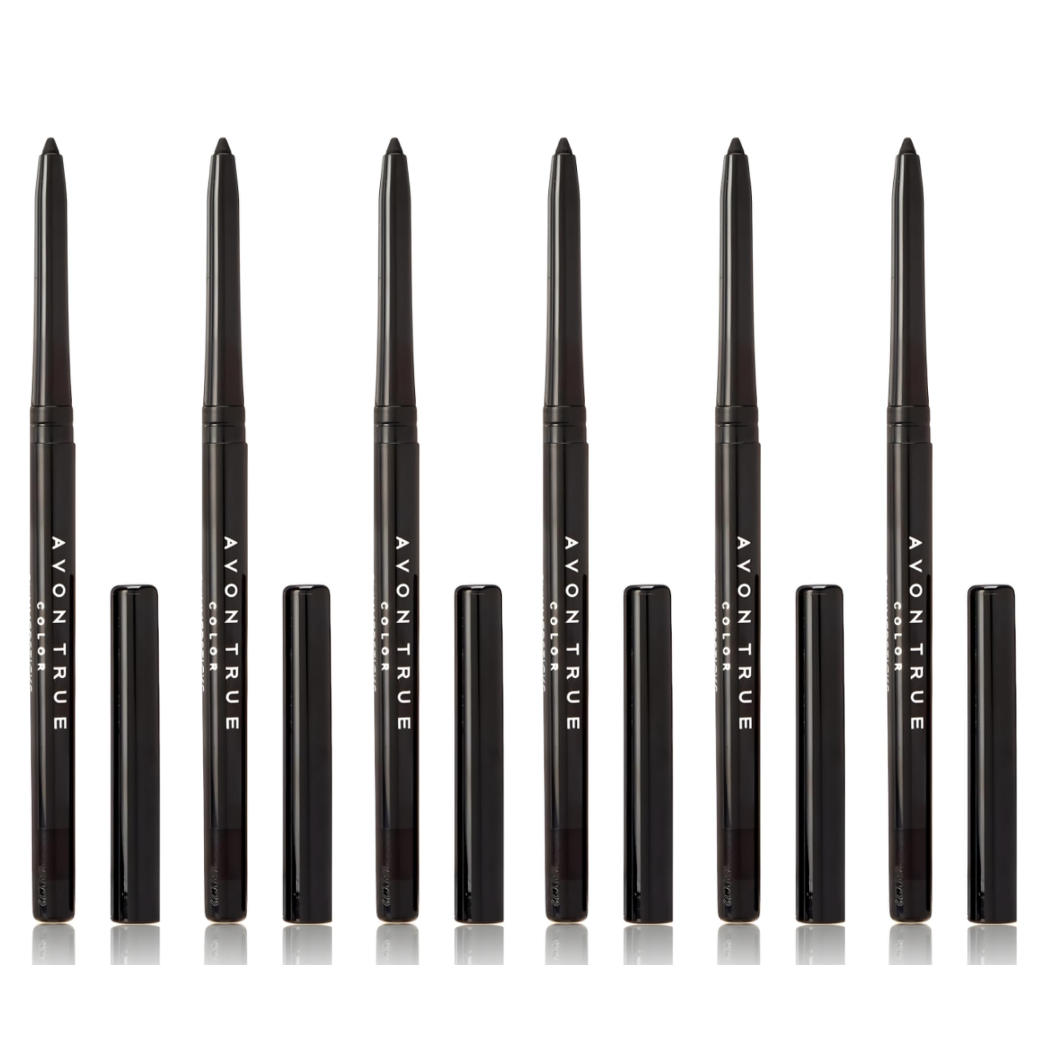 Avon Glimmersticks Eyeliner Blackest Black - 6 Pack Long-Wear Smudge-Resistant Eye Liner Pencil Pack of 6