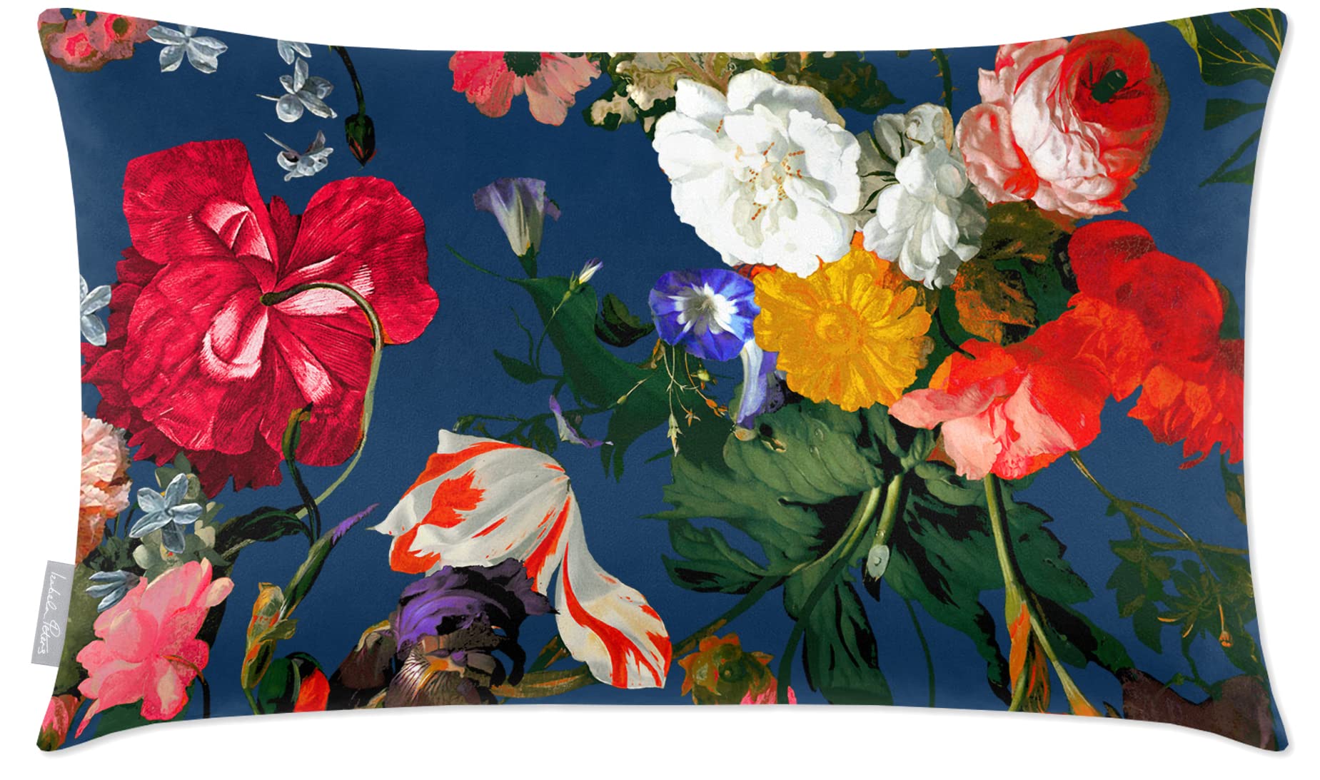 Izabela Peters Estate Blue Cushions With Covers Included, Filled Cushion, Eco-Friendly Velvet Cushions, 55 X 35 Cm, Garden Bouquet-, Chair Cushions, Sofa Cushions, Seat Cushions