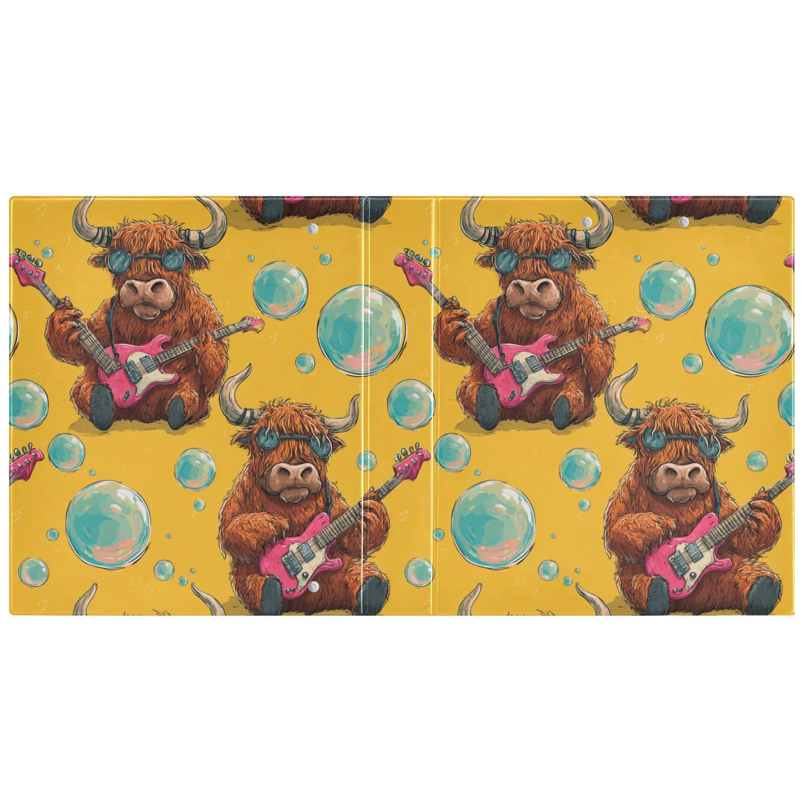 Kcldeci Raccoglitore a 3 anelli con copertina rigida, motivo mucca, 1 raccoglitore ad anelli rotondi da 3,8 cm, 200 fogli per ufficio/casa/rientro a scuola, confezione da 2