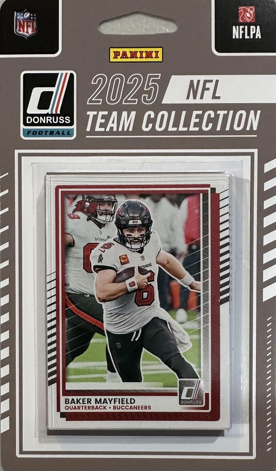 Tampa Bay Buccaneers 2025 Donruss Factory Sealed Team Set Featuring Baker Mayfield and Mike Evans with Rated Rookie Cards of Tez Johnson, Benjamin Morrison and Emeka Egbuka Plus