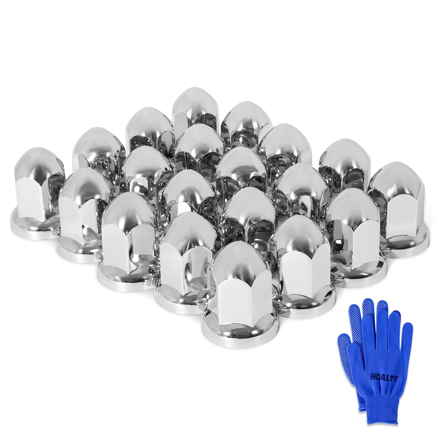 60Pcs Lug Nut Covers 33mm Bullet Flanged ABS Chrome Plastic Anti-Rust Push-on Nut Covers for Semi Trucks