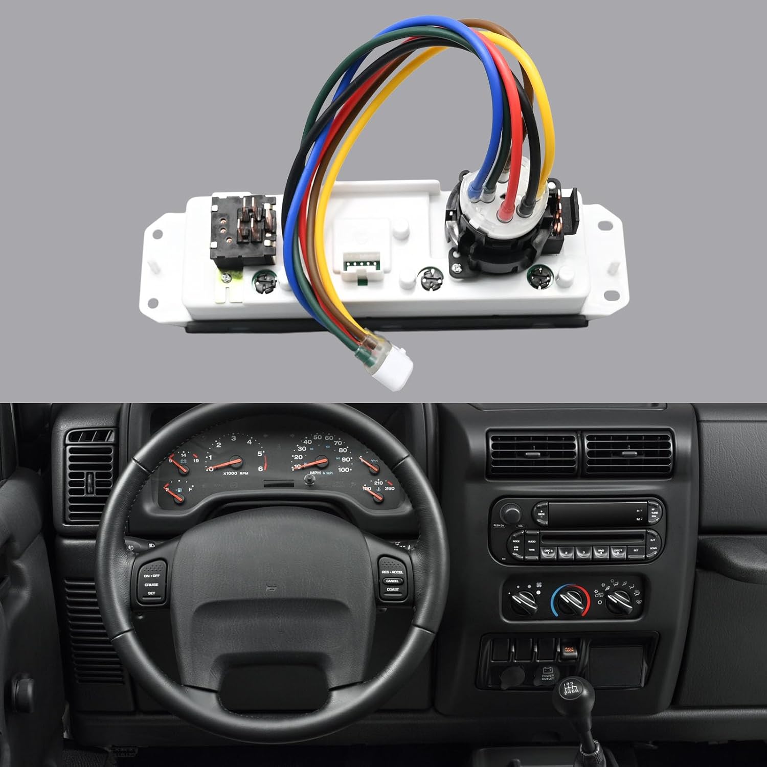 A/C Heater Control Panel Replacement 55037473AB, BL101, HS-373 with Blower Motor Switch Compatible with Jeep Wrangler TJ 1999-2004