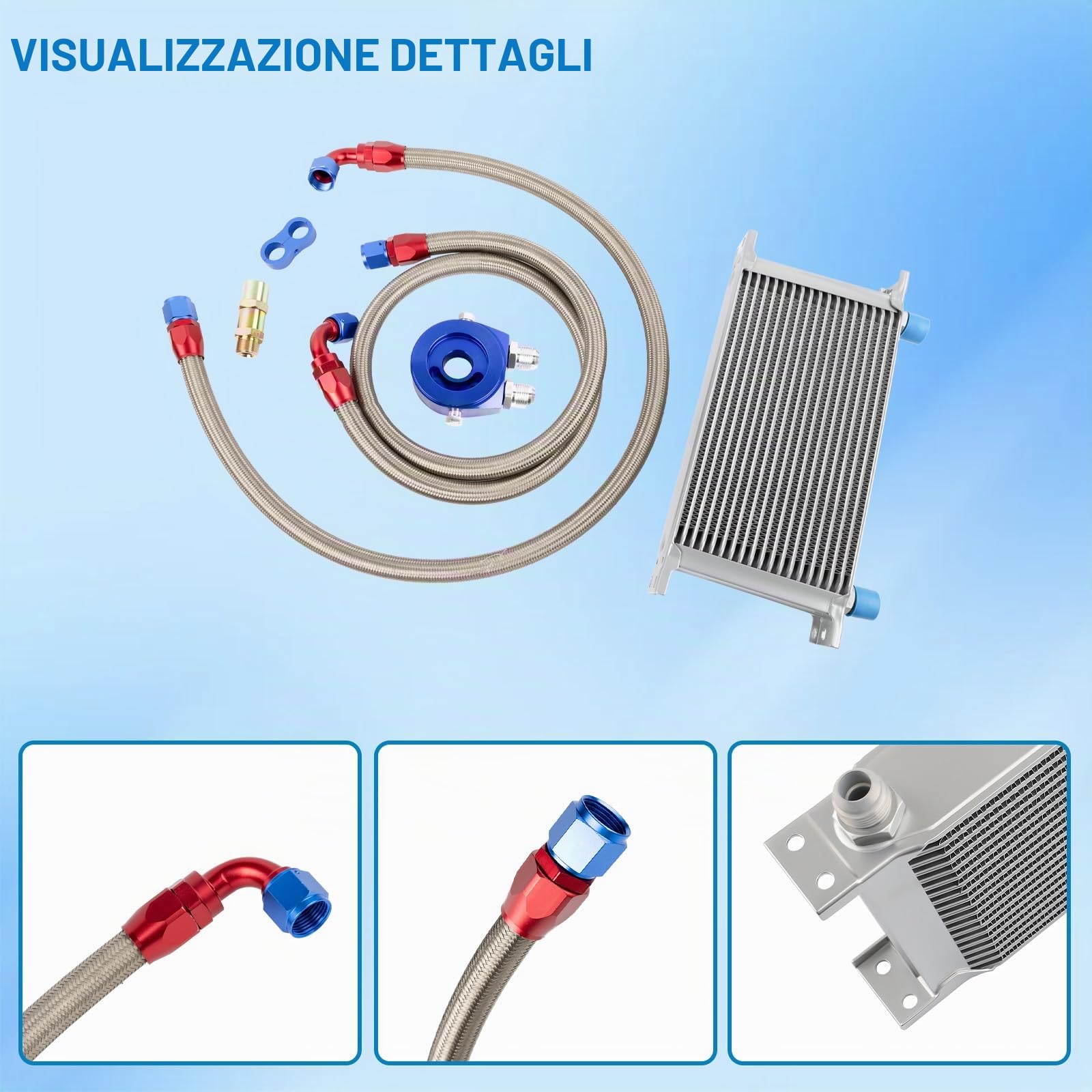 Radiatore a olio 19 file AN10 Set di collegamento aggiuntivo Raffreddamento esterno Oil Cooler Universale Raffreddamento ad acqua Radiatore olio Radiatore di raffreddamento dell'olio