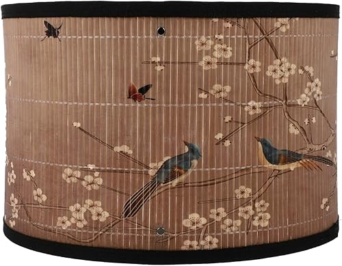 Pantalla de lámpara de tambor E27 vintage con diseño de pájaros, flores, lámpara de araña, accesorios de luz reemplazables para lámpara colgante,