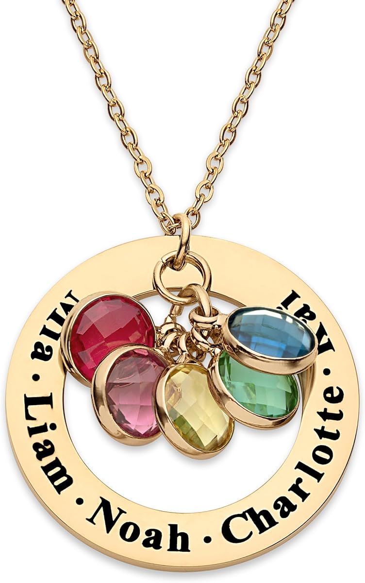 Personalized Necklace, Kids Names for Mom, Women, 1-6 Multiple Birthstones