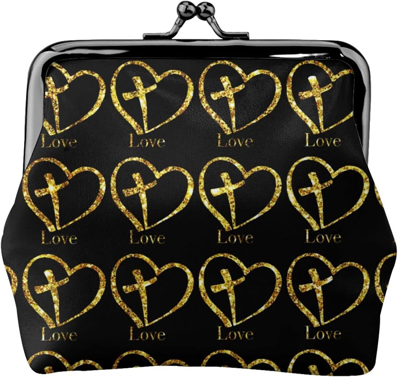 Pu Leather Buckle Coin Purse Faith Hope Love Christian God Girls Kiss-Lock Change Purse Wallets