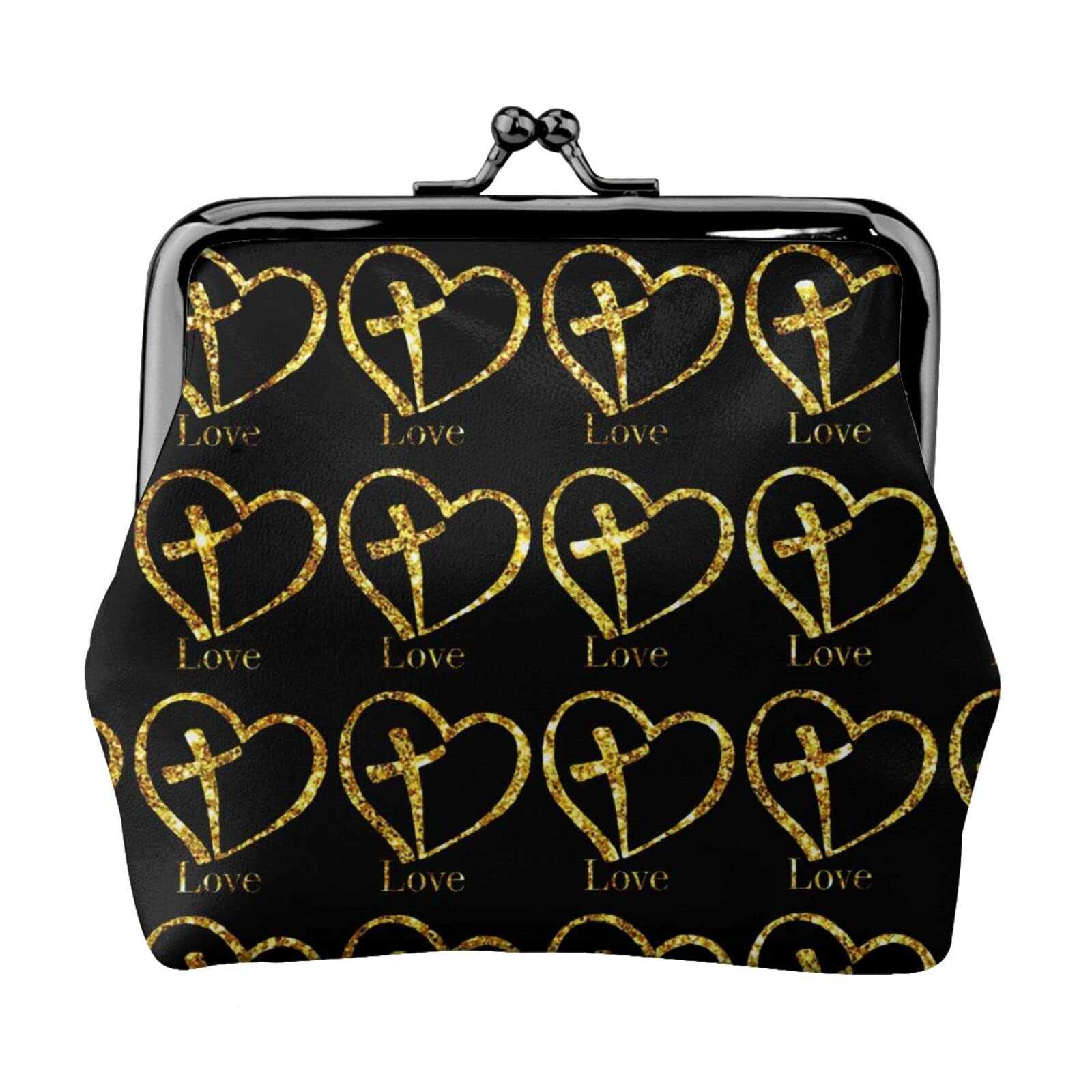 Pu Leather Buckle Coin Purse Faith Hope Love Christian God Girls Kiss-Lock Change Purse Wallets