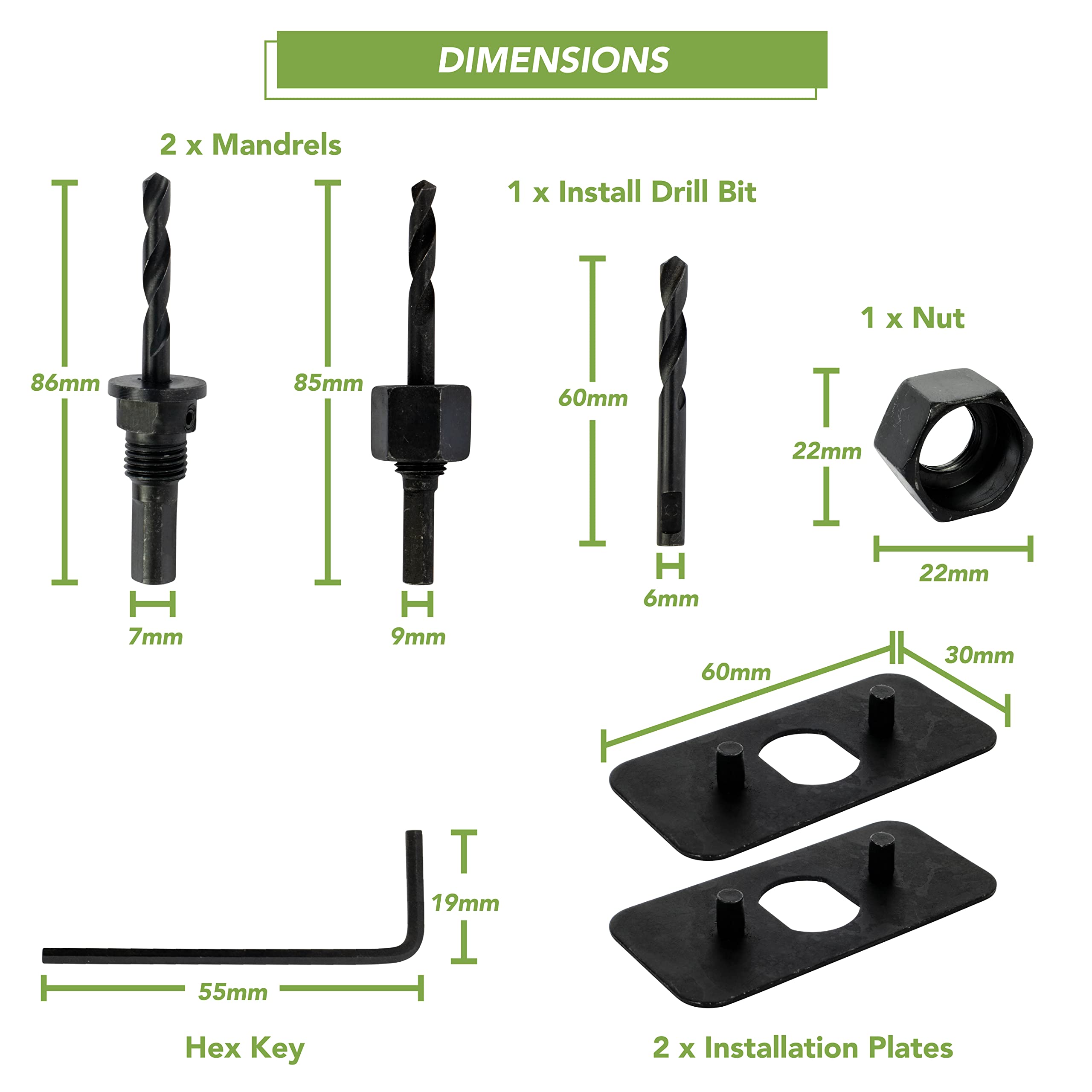 BLOSTM Sega a Tazza per Legno e PVC - 21PCS Set di Seghe a Tazza 19mm a 152mm con 2 Punte a Forare, 2 Mandrini, Piatto di Installazione, Chiave Esagonale e Custodia Compatta
