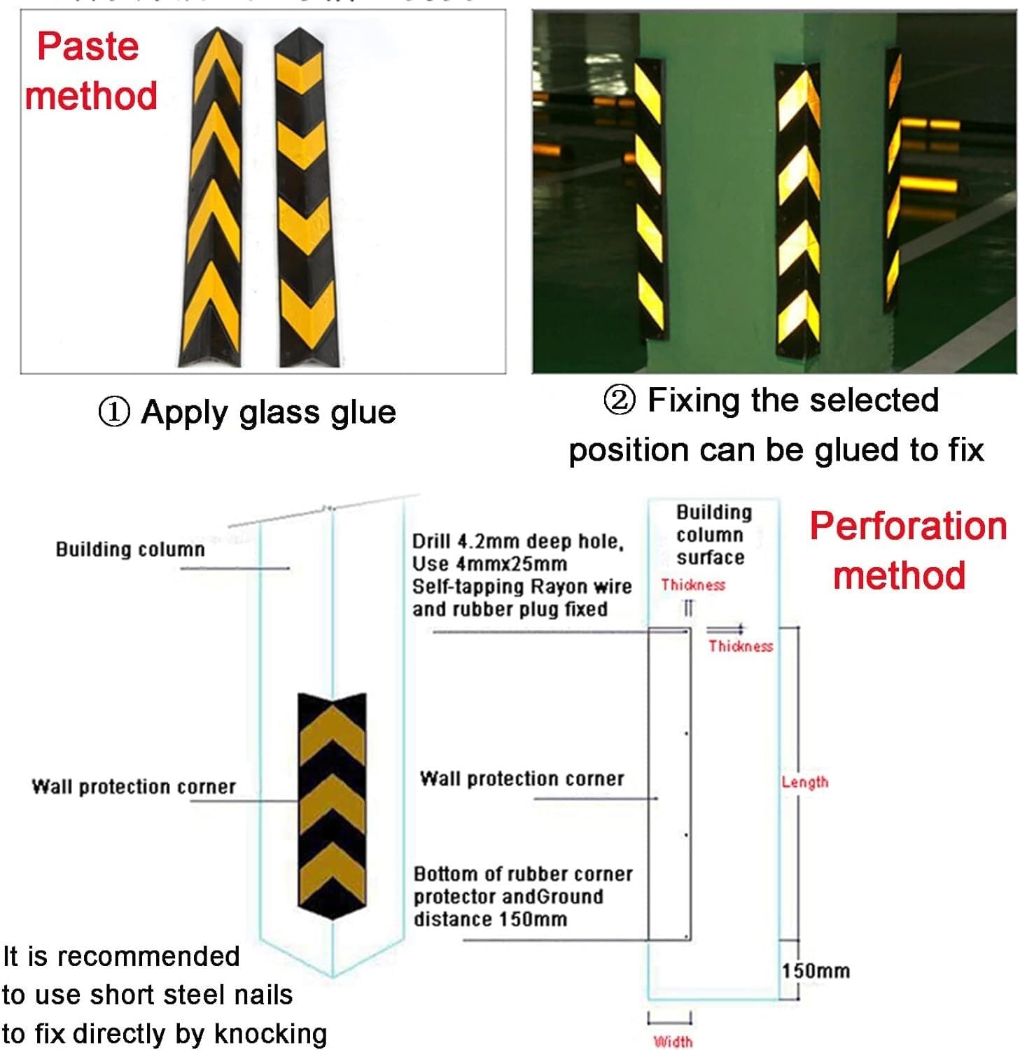 Protezione angolare per garage e parcheggio, riflettente, protegge la porta dell'auto per garage e magazzini