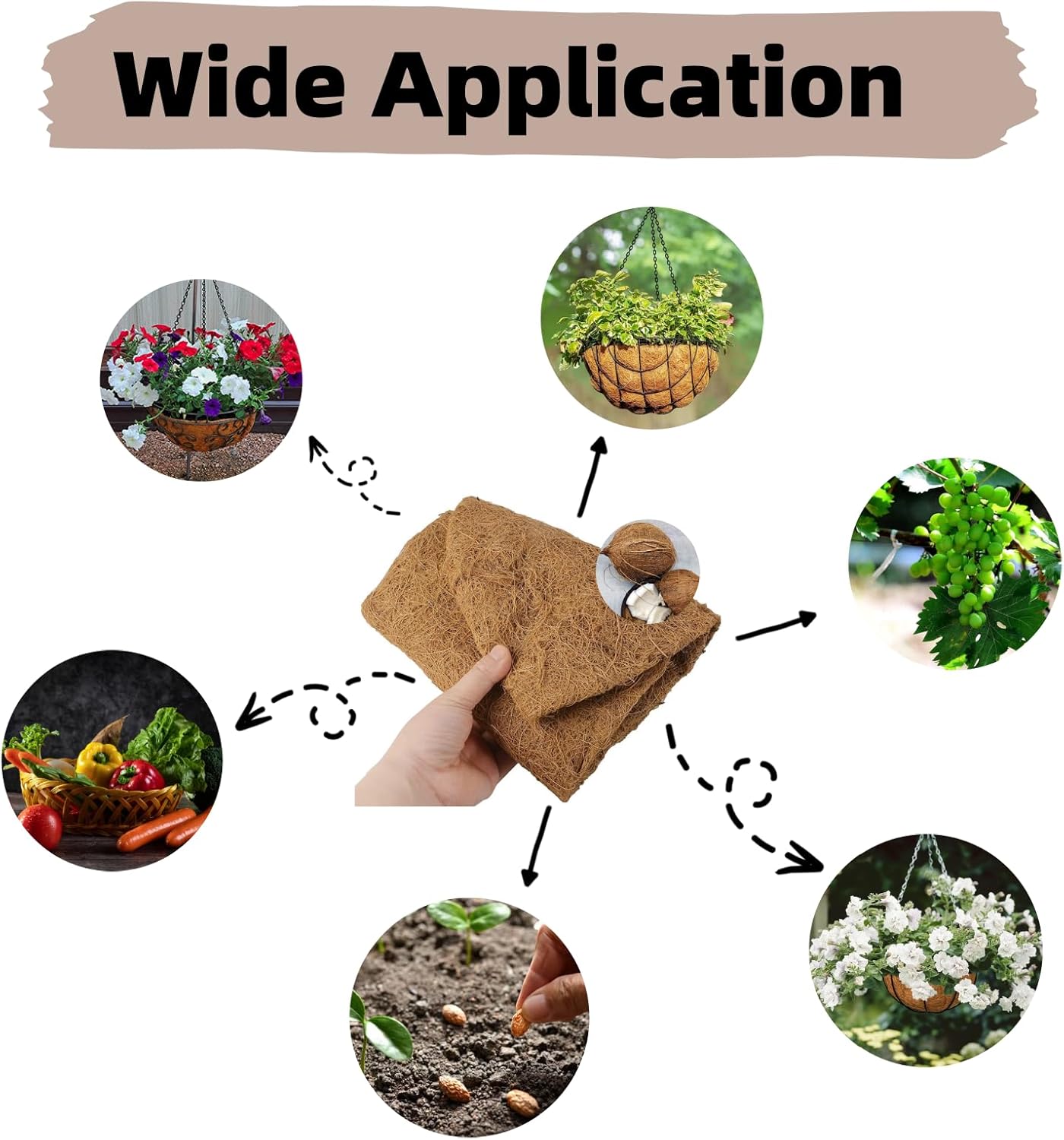 Half Round Coconut Fiber Planter Liners,4 Pack Coco Liners for Hanging Basket,12inch Coco Liner Breathable Indoor Outdoor Garden Wall Hanging Planter Insert Liner Natural Coconut Fiber Flower Baske