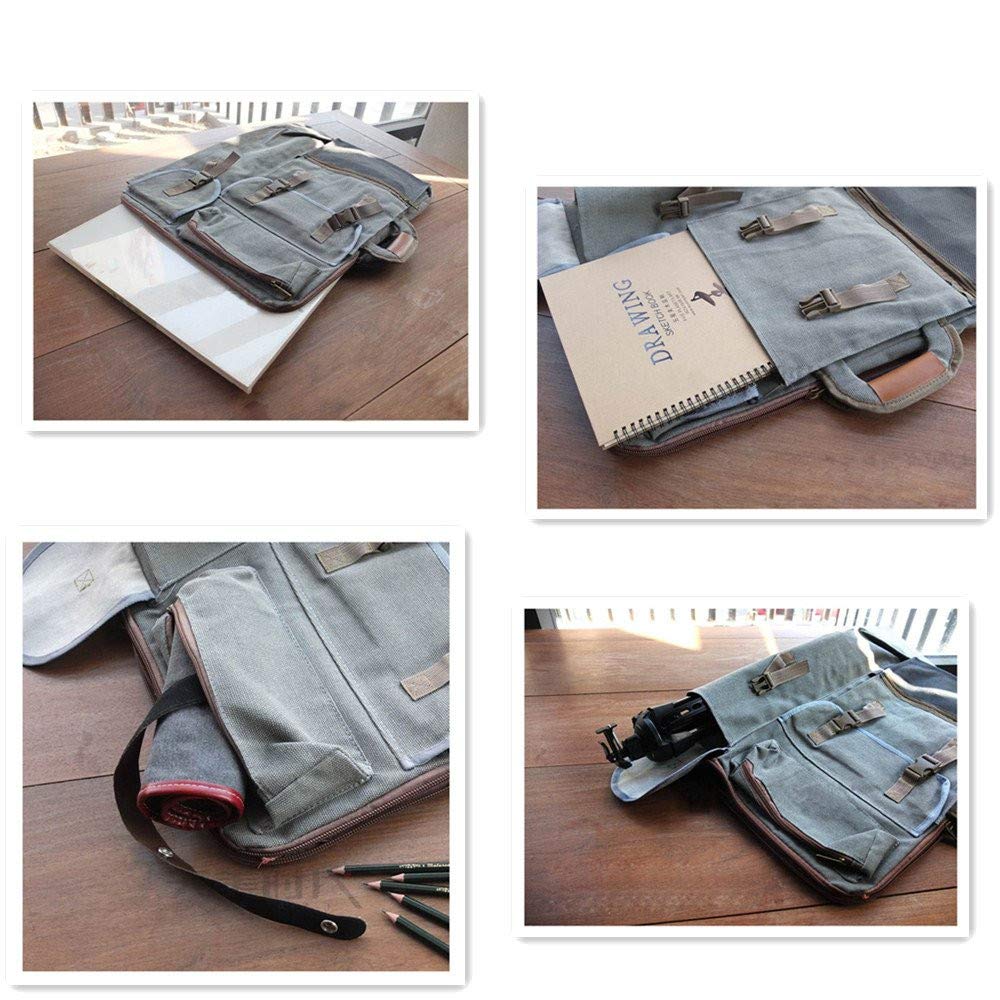 Bolso de Lona Multifuncional 4K Camuflaje Portátil a Prueba de Agua para Artista - Mochila de Hombro para Dibujo y Bocetos - Carpeta de Dibujo BU-856