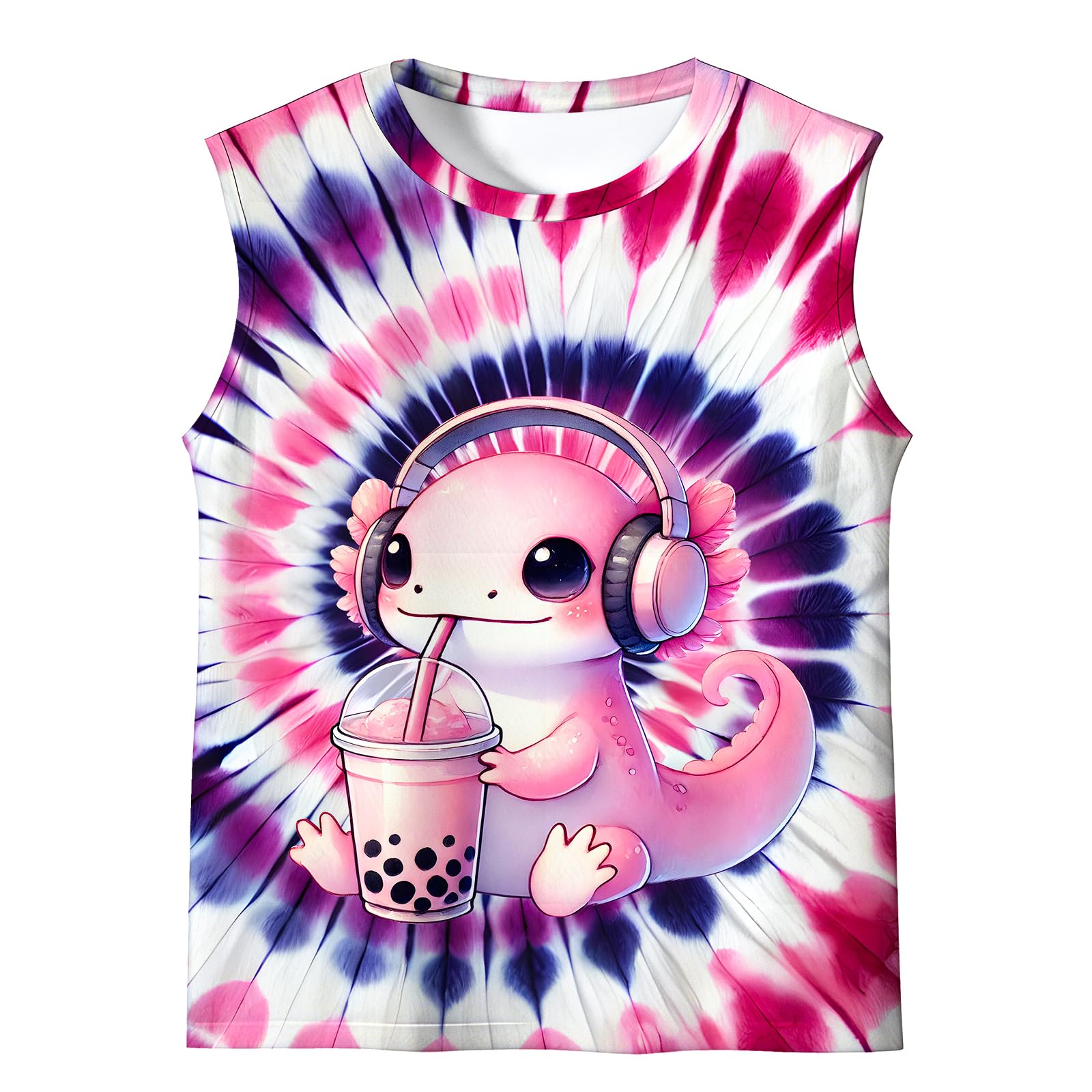 Kids Tie Dye Tank Tops Boys Girls Sleeveless Tee 5-14 Years
