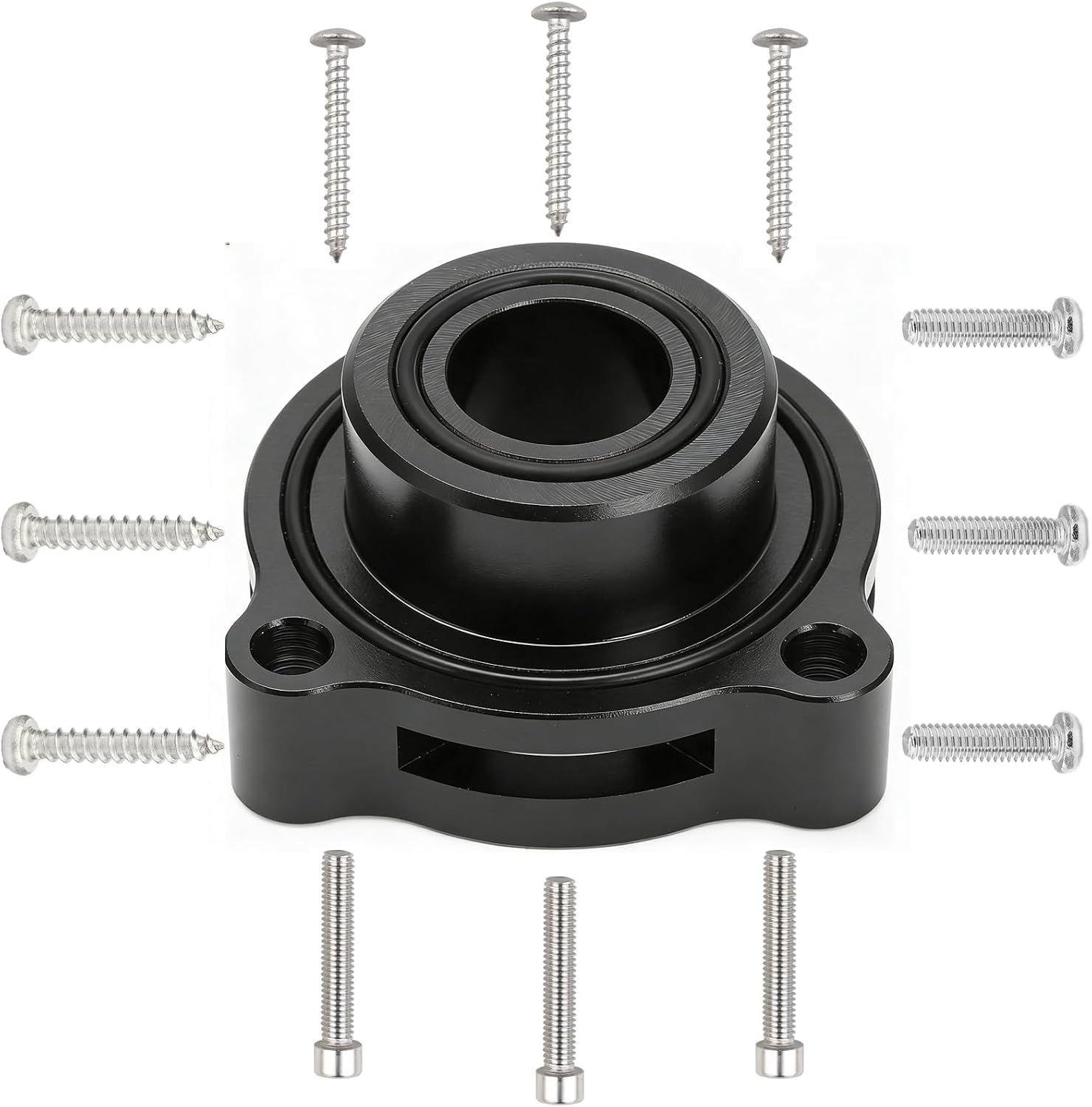 (BOV) Blow Off Valve Adapter Compatible with Ford Fiesta/Mustang/Fusion/Edge/Escape/Transit/Bronco/Explorer 1.5 1.6 2.0 2.3 2.7L More Models, CNC Billet Aluminum Black