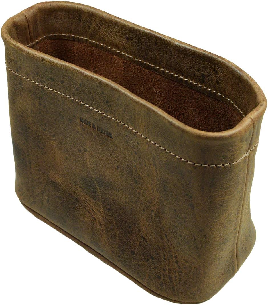 Hide & DrinkHide & Drink, Desk Organizer Bag, Pen Holder, Circular Pen Holder for Desk, Office Supplies, Accessories, Full Grain Leather, Handmade, Bourbon Brown