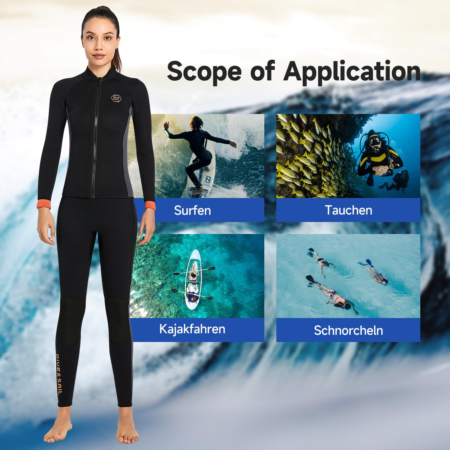 Neoprenanzug Jacke Neoprenhosen für Damen Herren 3mm Neoprenanzug Top Neoprenanzug Jacke Warmhalten Langarm Frontreißverschluss Neoprenoberteil für Tauchen Surfen Schnorcheln Schwimmen Wassersport