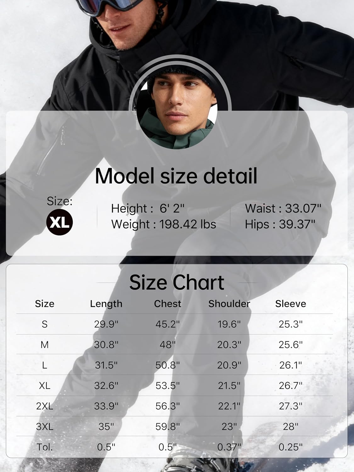 FREE SOLDIER Men's Waterproof Ski Snow Jacket Warm Winter Coat Snowboarding Raincoat Hooded Fully Taped Seams - Image 8