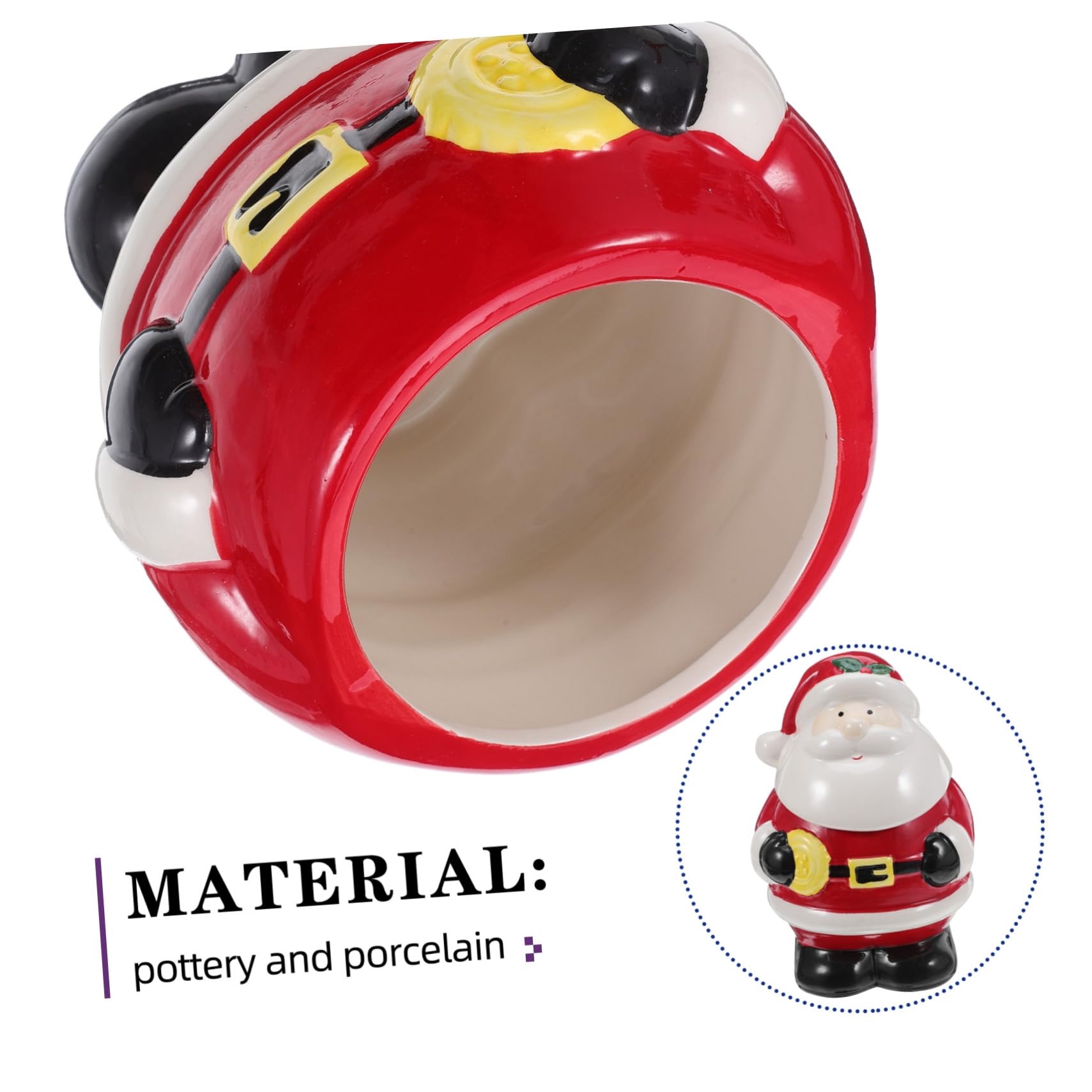 Zerodeko Boîte à Biscuits de Noël Père Noël Céramique avec Couvercle Petite Boîte à Bonbons pour Fêtes Sucrier de Rangement