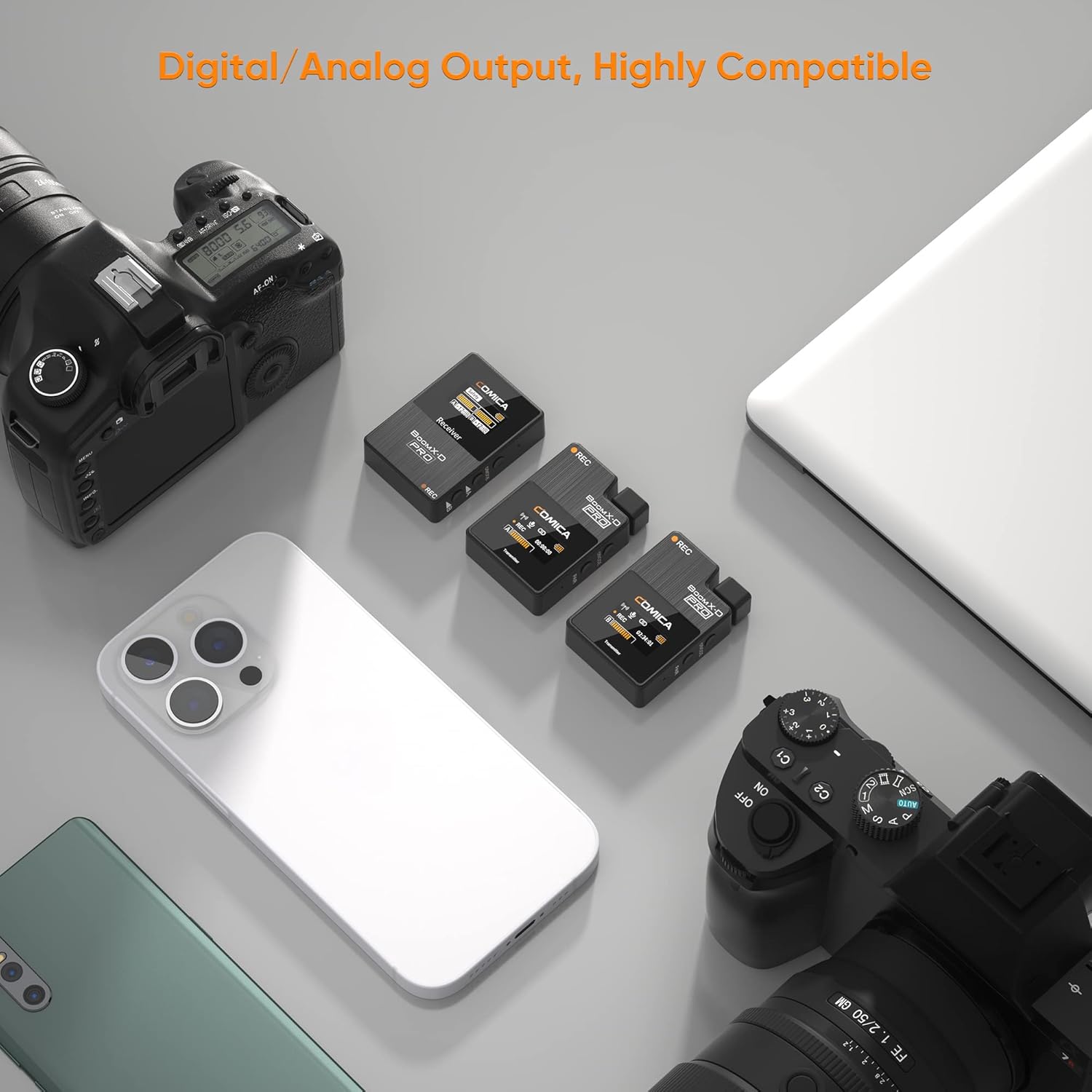 COMICA BoomX-D2 PRO 2.4G Professional Wireless Lavalier Lapel Microphone with Interview Microphone Handhled for News Reports, Live Broadcasts, Video Recordings, etc.