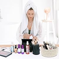 Vista 4 de ABenkle Cesta tejida pequeña, cesta de almacenamiento vacía pequeña y poco profunda, mini cestas de cuerda de algodón, cesta decorativa redonda