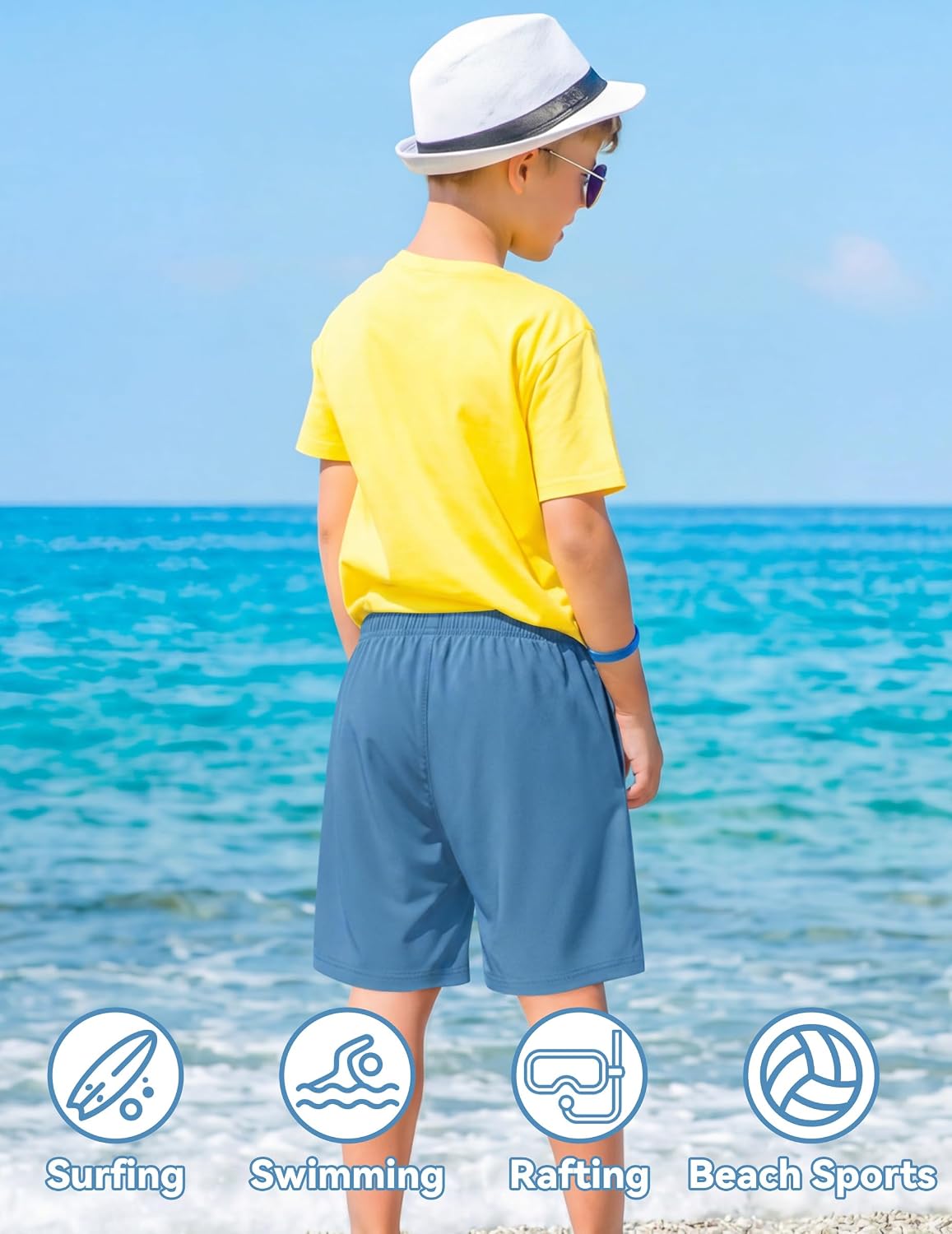 Olreco Boys Swim Trunks with Compression Liner Kids Bathing Suit Boys Board Shorts Quick Dry Teen Swimsuit Kids Swim Shorts thumbnail