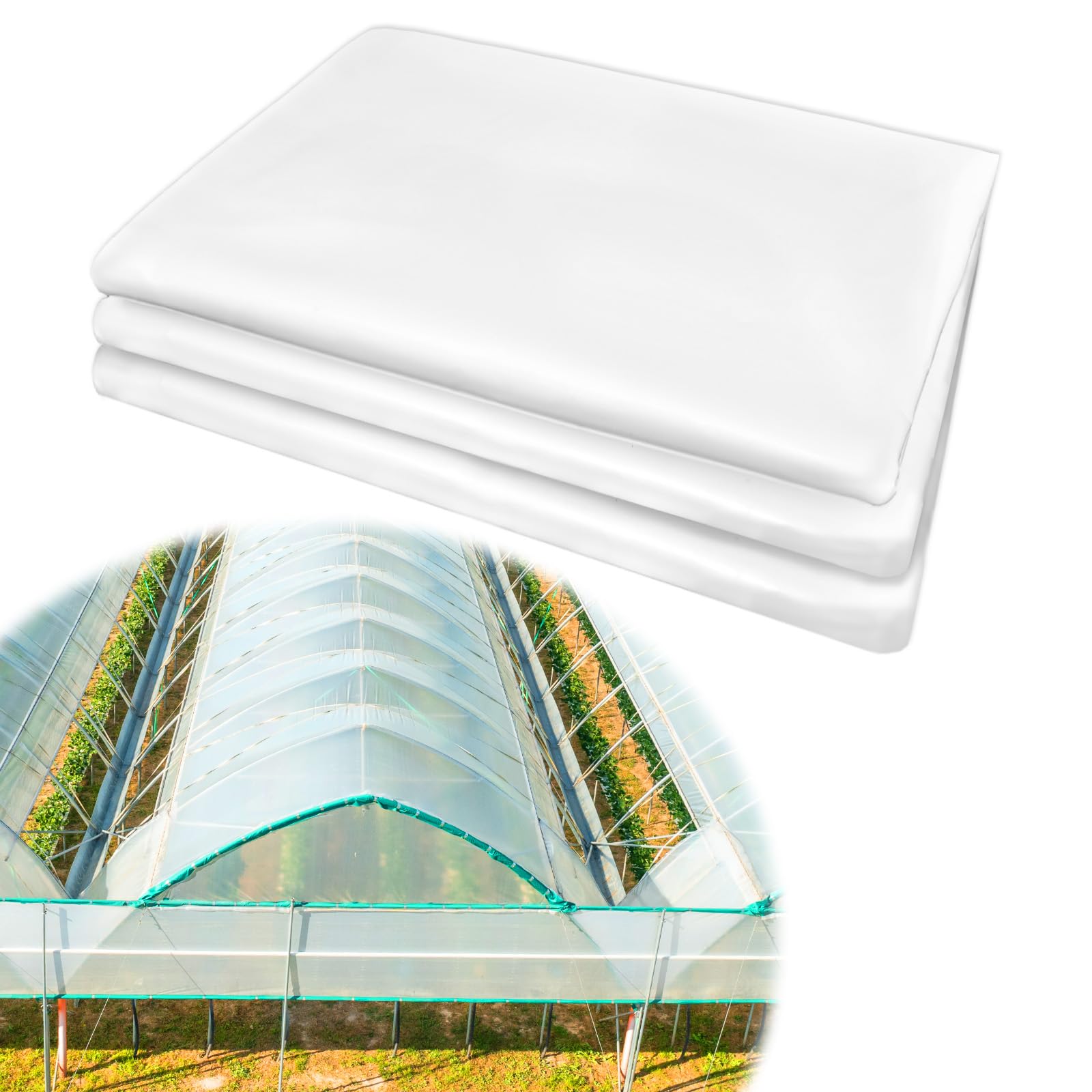 Vevitts Película de plástico para invernadero, lámina de plástico de invernadero de 6 mm de grosor, película de polietileno transparente resistente a los rayos UV para jardinería, agricultura,