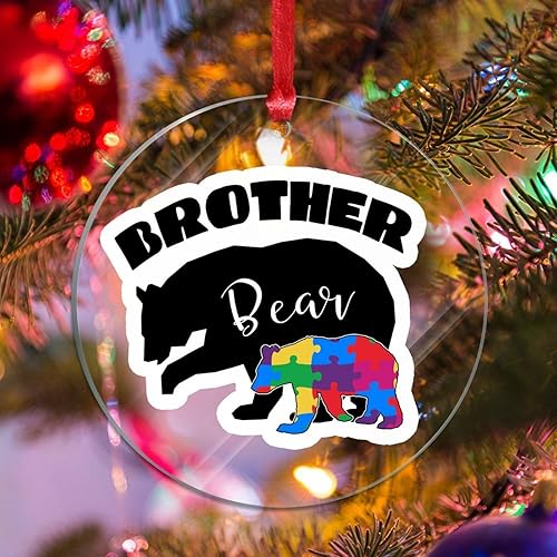Miniatura 37 de Adorno de Navidad Mama Bear Novedad Acrílico Adornos de Navidad Mama Bear Autismo Rompecabezas Colorido Oso Navidad Colgante Ornamento Puzzle Piezas