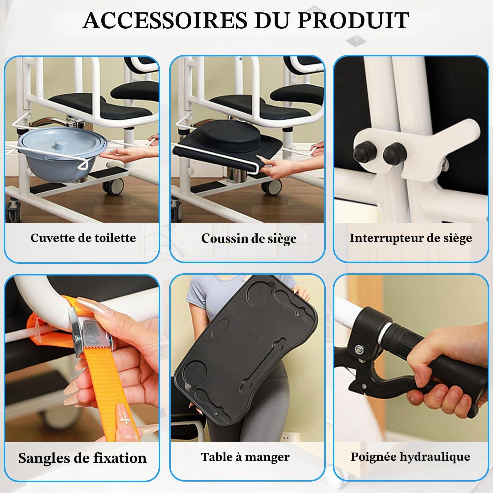 Elevador Chaise De Transfert Hydraulique, Hauteur RéGlable De L'Assise à La Verticale, Chaise PercéE Et Coussin D'Assise, du Lit Aux Toilettes/Salle De Bain/Voiture Orange
