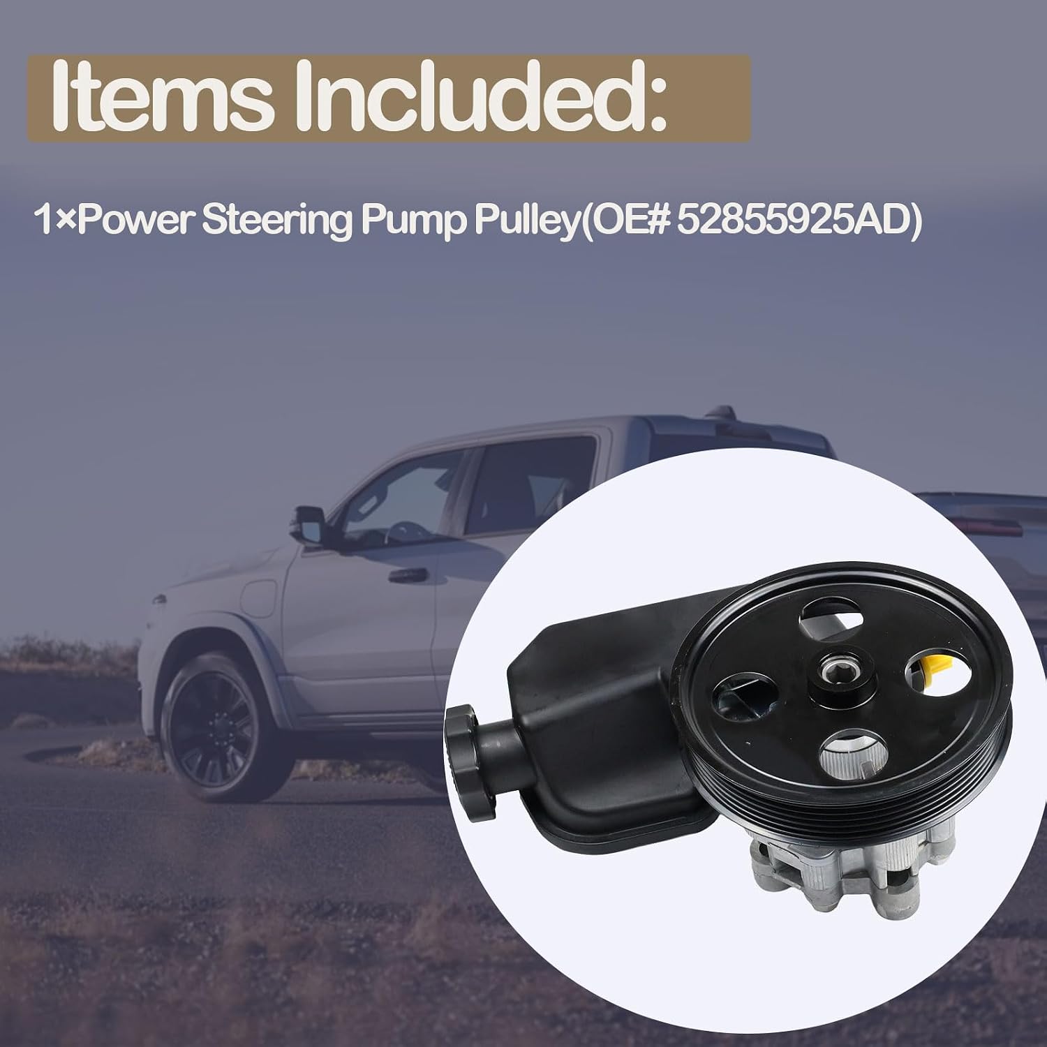 52855925AD 52855925AC Power Steering Pump Pulley R2855925AD Compatible with Ram Dakota 2011 Compatible with Dodge Dakota 2008-2010 Replacement