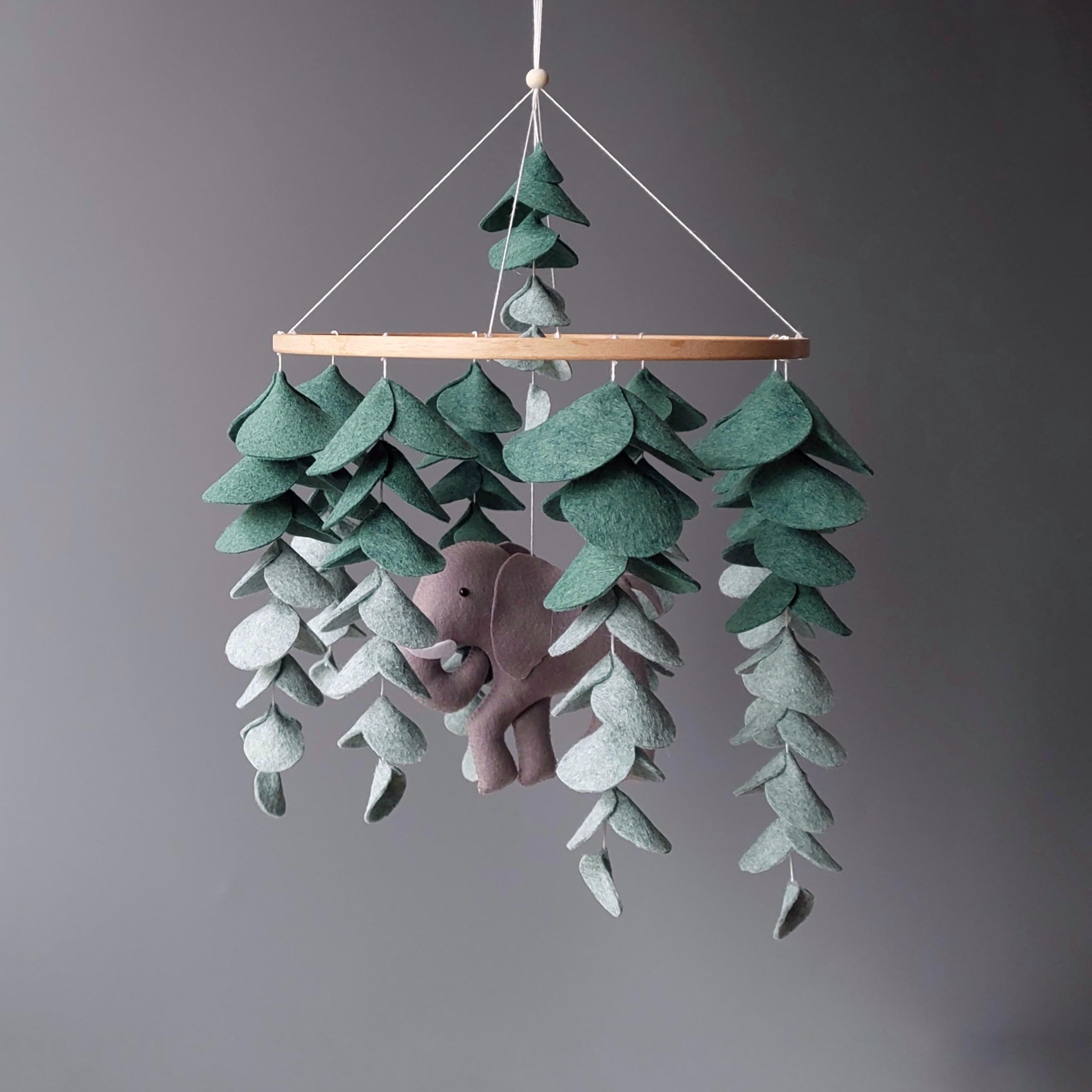 Elefante Giostrina per culla - Safari Nursery Decor con foglie di eucalipto - Giungla Theme Hanging Mobile per bambino ragazza - Animale tropicale culla mobile - Safari Baby Shower Gift