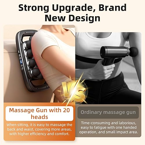 Miniatura 5 de Juego de pistolas de masaje de 20 cabezas, masajeador de tejido profundo con 3 modos y 30 niveles, masajeador muscular, alivio del dolor, pistola de