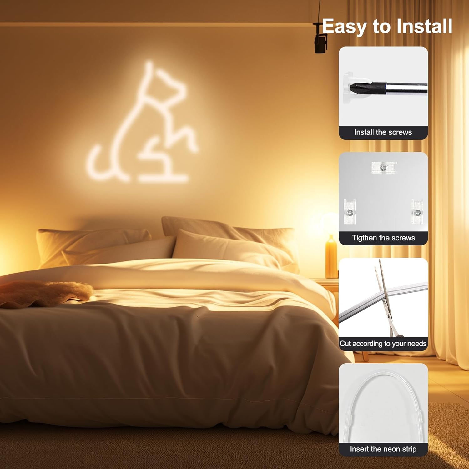 Outdoor Led Strip Lights, IP67 Waterproof Tunable Warm White Lights 3000K-6500K 26FT, RF Remote Control with 24V DC Dimmable Neon Rope Lights for Kitchen Bedroom Indoor Outdoor Decoration