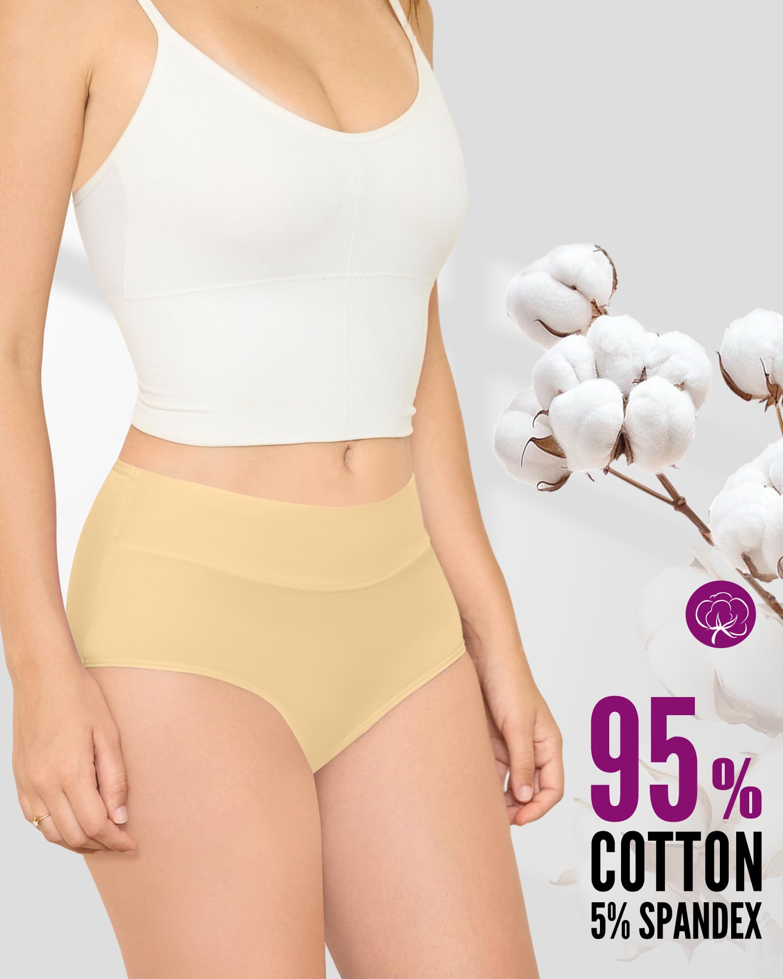 TANSTC Mutande Slip Donna Cotone Vita Alta Culotte Donna Comode Elasticizzato Sexy Intimo, Pacco da 5