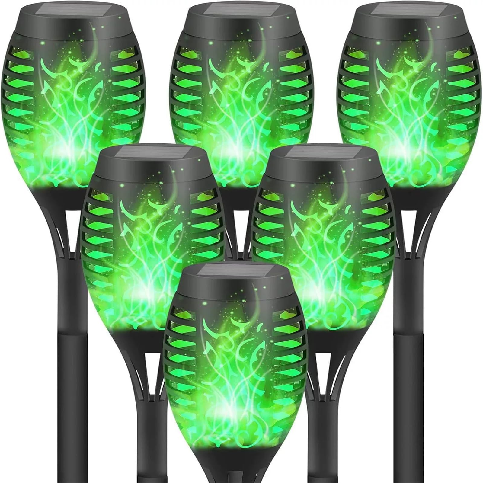FANSU Pathway Lighting Solar, 2/4/6/8 Pack Pathway Lighting Solar Waterproof Plug in Garden Lights Ground Stake Lights for Decorative Outdoor Outside Patio Lawn Yard Landscape (Green,6-Pack)