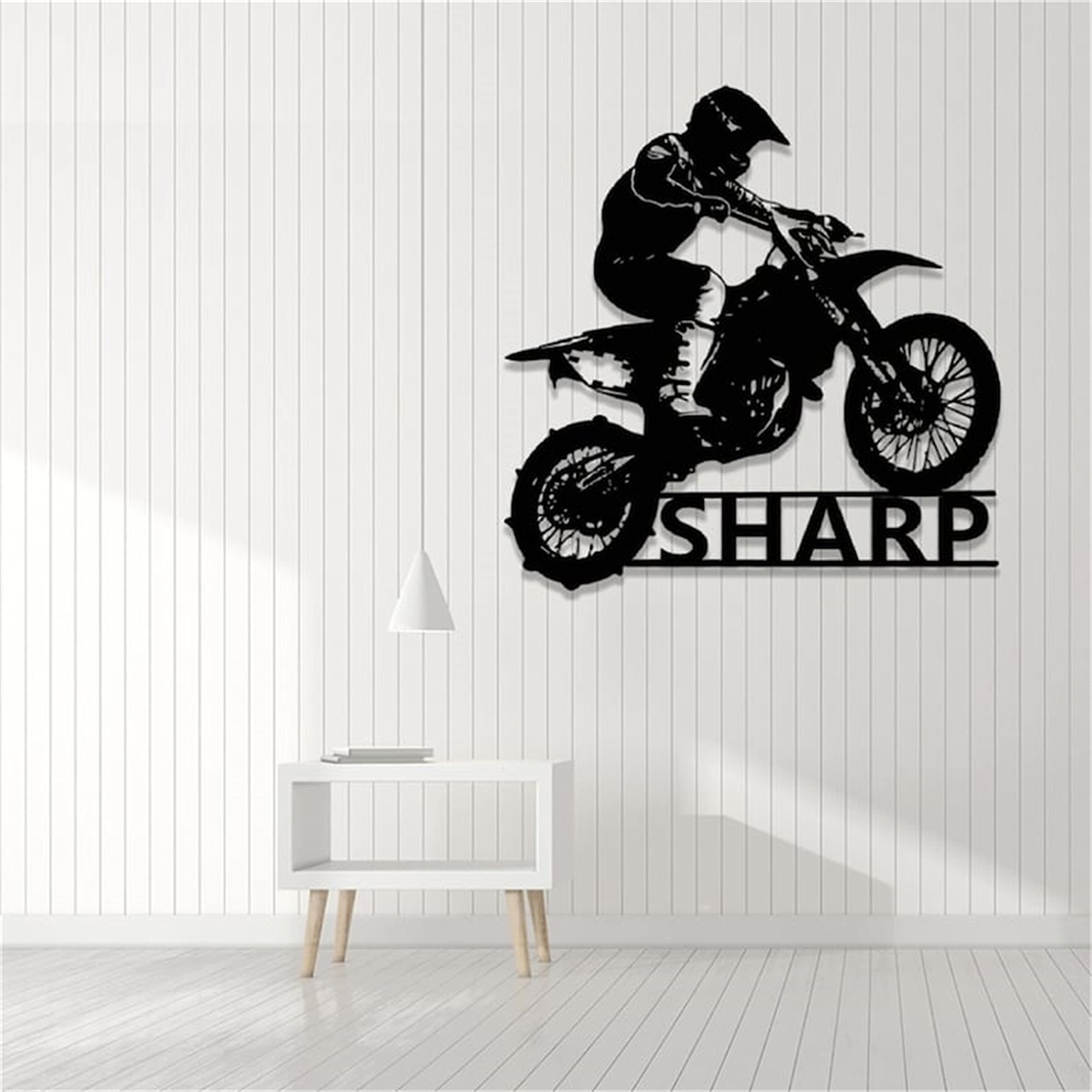Panneau Nominatif Personnalisé Motocross - Métal Avec LED, Décoratif, Pour Patio/bar, Nom Customisable