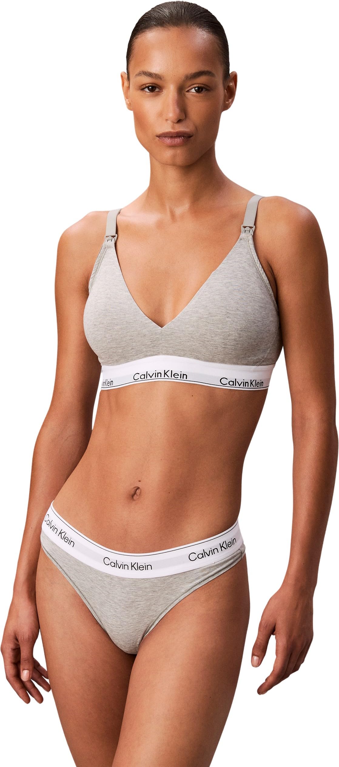 Calvin Klein Women’s Lightly Lined Nursing Bralette, Grey (Grey Heather), XS