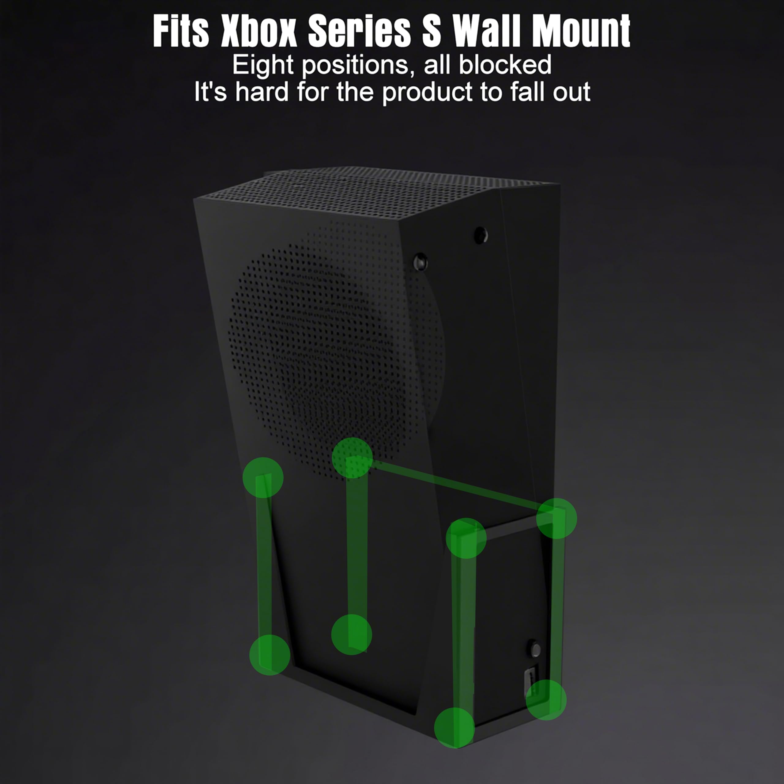 Support mural pour Xbox Series S – Tout en métal à suspendre au mur près ou derrière la TV gauche/droite, kit de montage mural avec support de manette amovible, noir