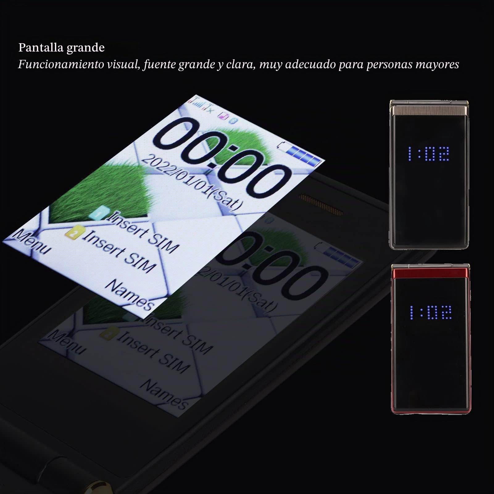Teléfono Móvil con Tapa para Personas Mayores con Pantalla Grande de 2,8 Pulgadas, Teléfono Móvil con Tapa con Botón Grande, Teléfono con Tapa para Personas Mayores, Batería de