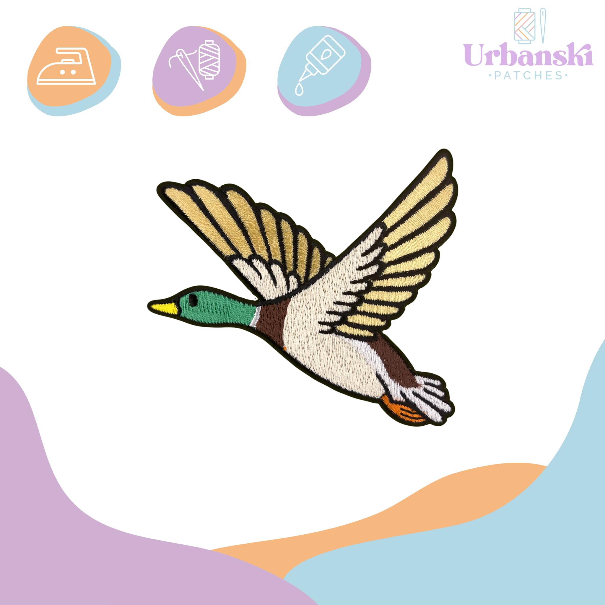 Urbanski Patch Canard avec Couteau don't Duck with Me à thermocoller sur 9,5 x 9,5 cm | Patch Thermocollant, Décoration, 1 Pièce