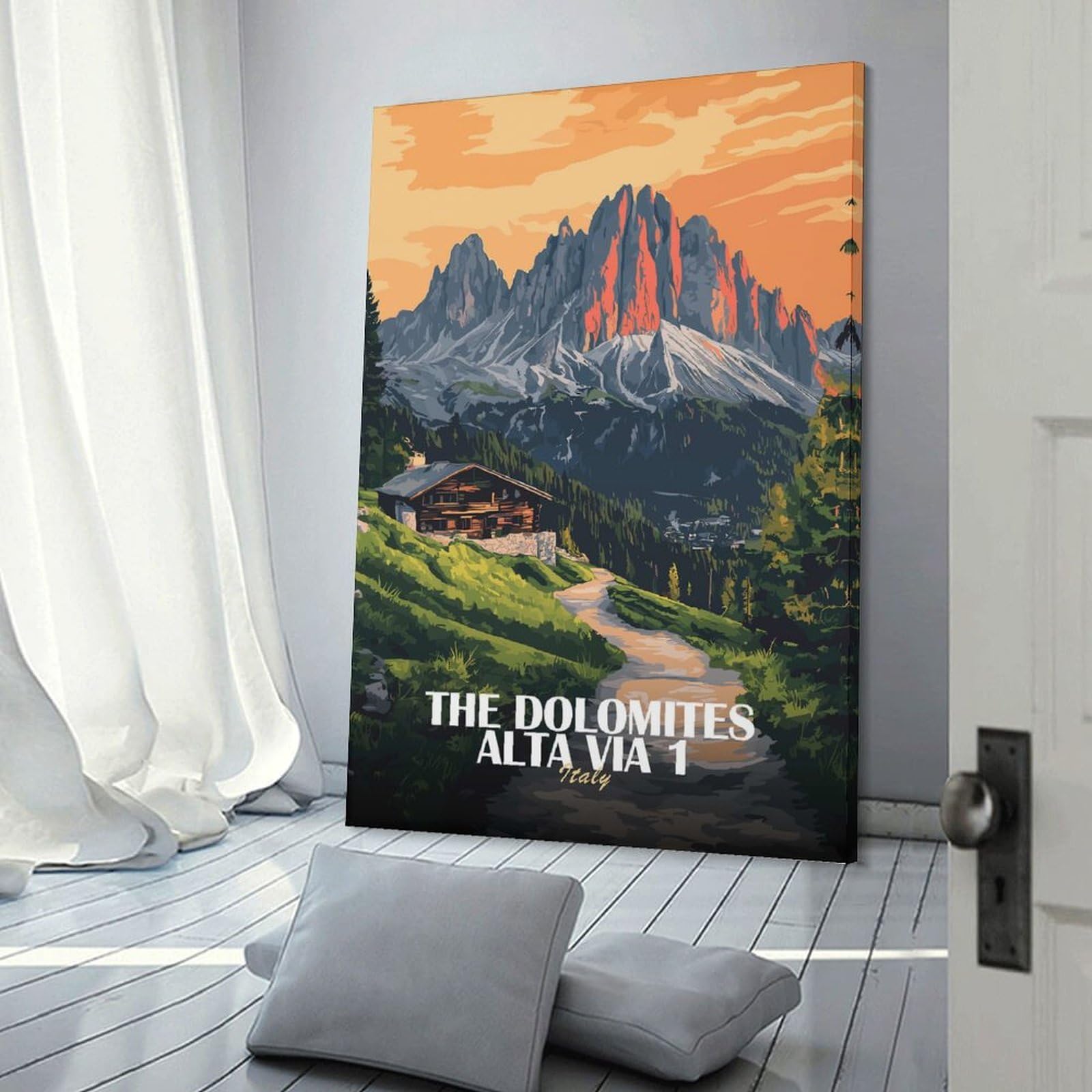 Junmoney The Dolomites Alta Via 1, Italy Wall Picture Print 16x24inch(40x60cm), for Corridors, Hallways Or Apartment Entries, Decorative Canvas Styling for Entry Areas