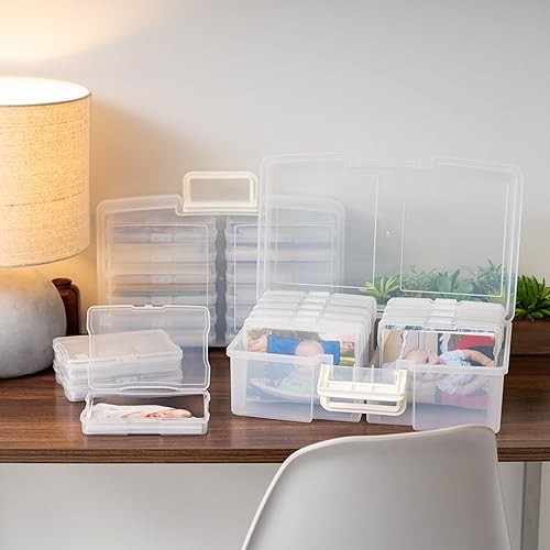 Miniatura 4 de IRIS USA 4 x 6 pulgadas, fabricado en Estados Unidos, paquete de 2 organizadores de fotos y caja de almacenamiento de imágenes con asa, 12 fundas