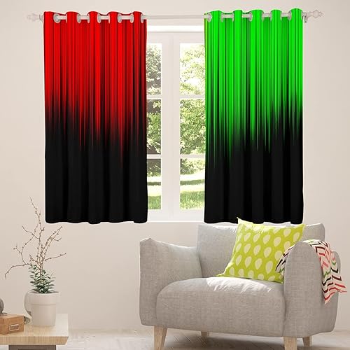 Miniatura 3 de Cortinas abstractas degradadas para niños, adolescentes, rojo, verde y negro, cortinas de ventana para dormitorio, sala de estar, decoración moderna