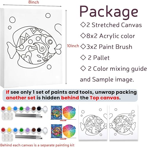 Miniatura 5 de 2 Pack Paint and Sip Canvas Painting Kit Pre Drawn Canvas for Painting for adults Stretched Canvas Couples Games Date Night Afro Couple Paint Party