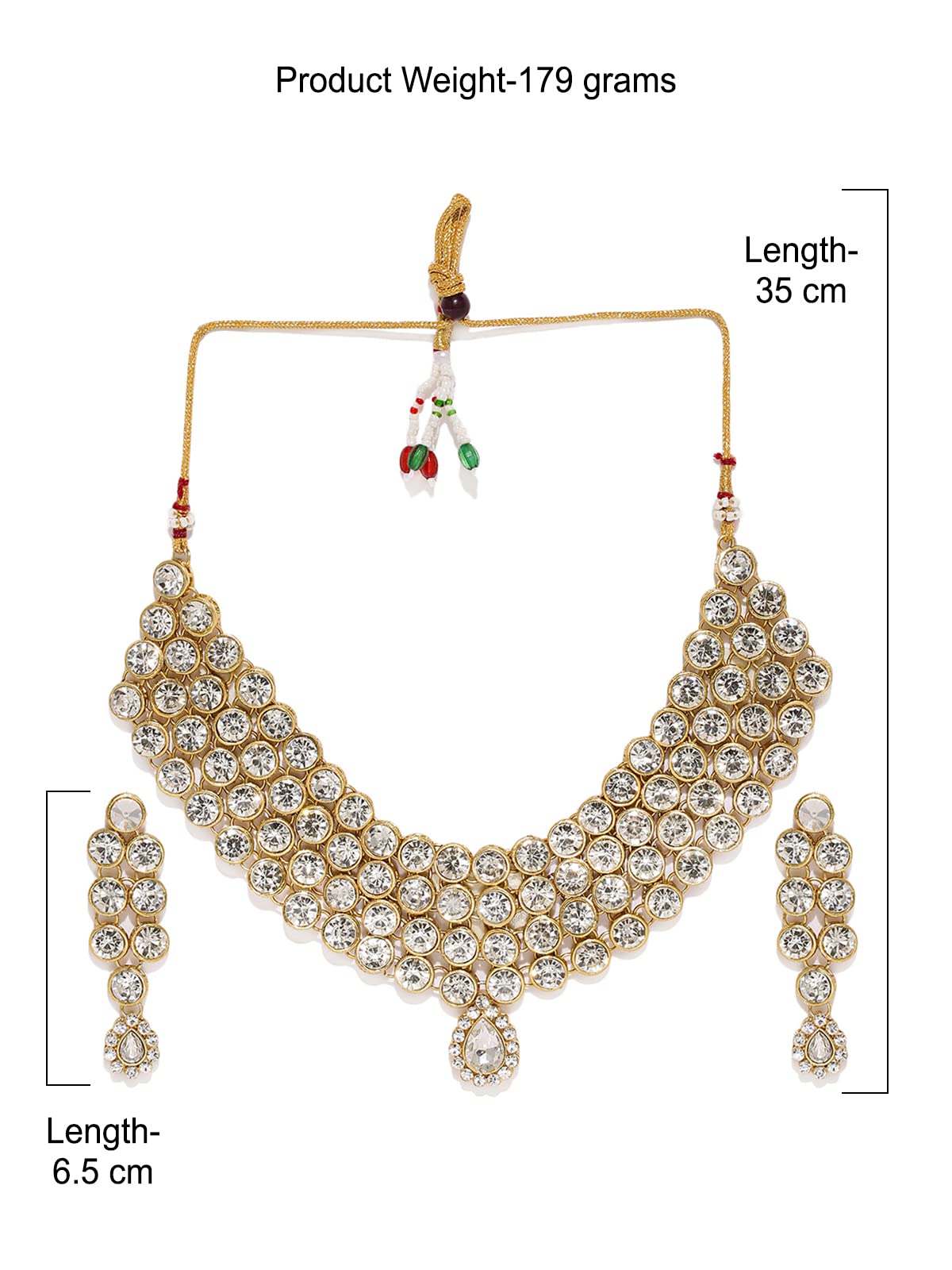 Women's Toned Ethnic Stones Studded Necklace Set