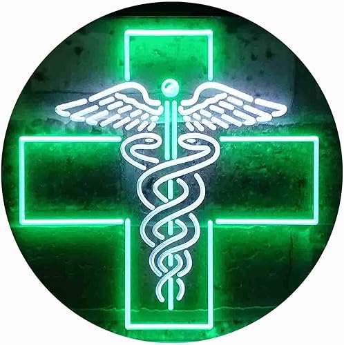 Miniatura 1 de ADVPRO Medical Cross Dispensary Snake Dual Color LED Neon Sign Blanco y Verde 16 x 12 pulgadas st6s43-i3901-wg