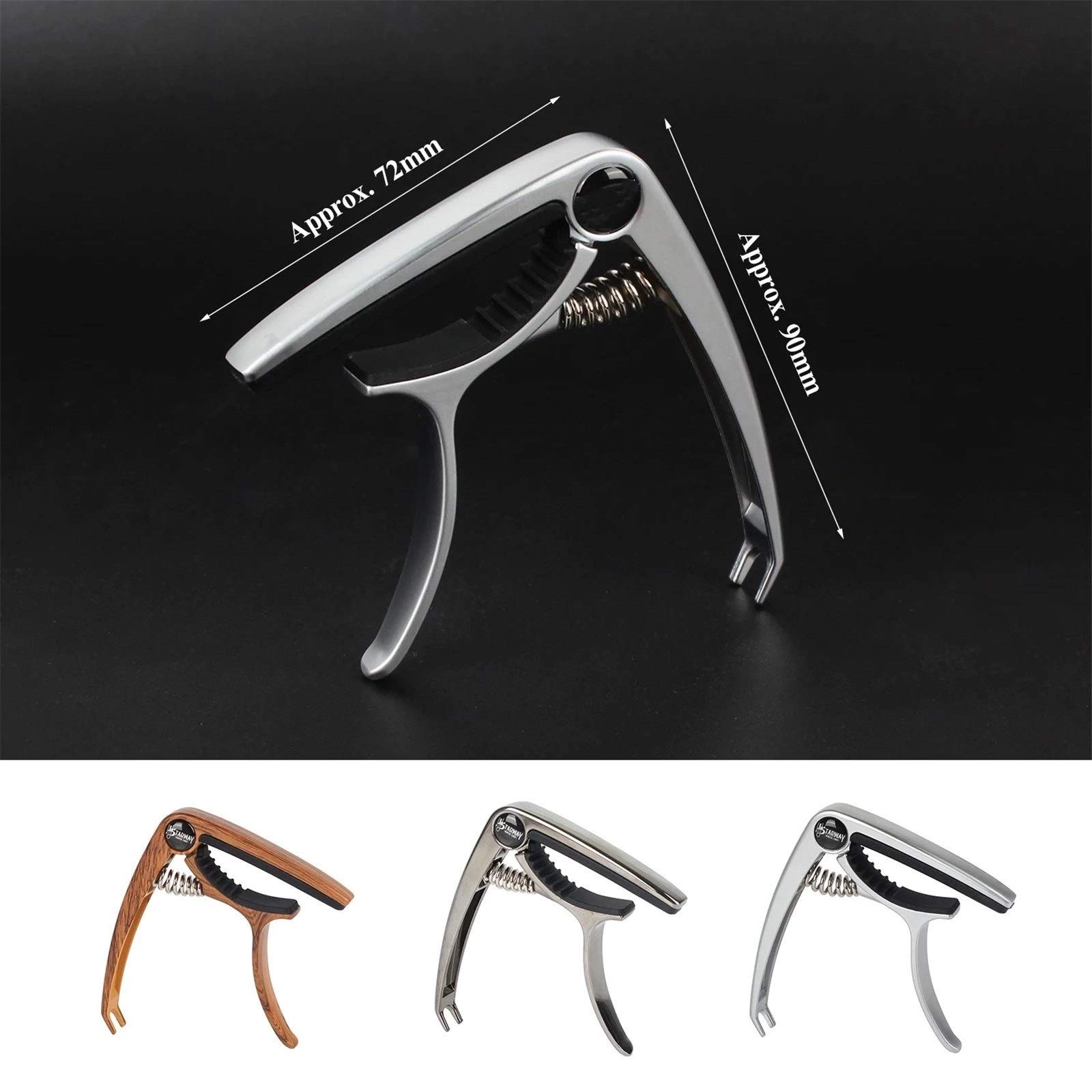 BAtlam Cejilla para Guitarra acústica Abrazadera de cejilla de Guitarra de aleación de Aluminio Abrazadera de Cambio rápido (Color : Silver, Size : One Size) (Black One Size)