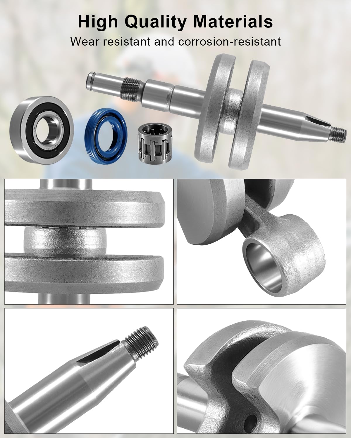 MS271 MS291 Crankshaft Bearings Oil Seals Kit Fit for Stihl MS271 MS291 MS271C MS291C 50.2cc 55.5cc, 11410300401 Chainsaw Parts with Needle Bearing, Crank Shaft Assembly Seal Main Bearing Kit