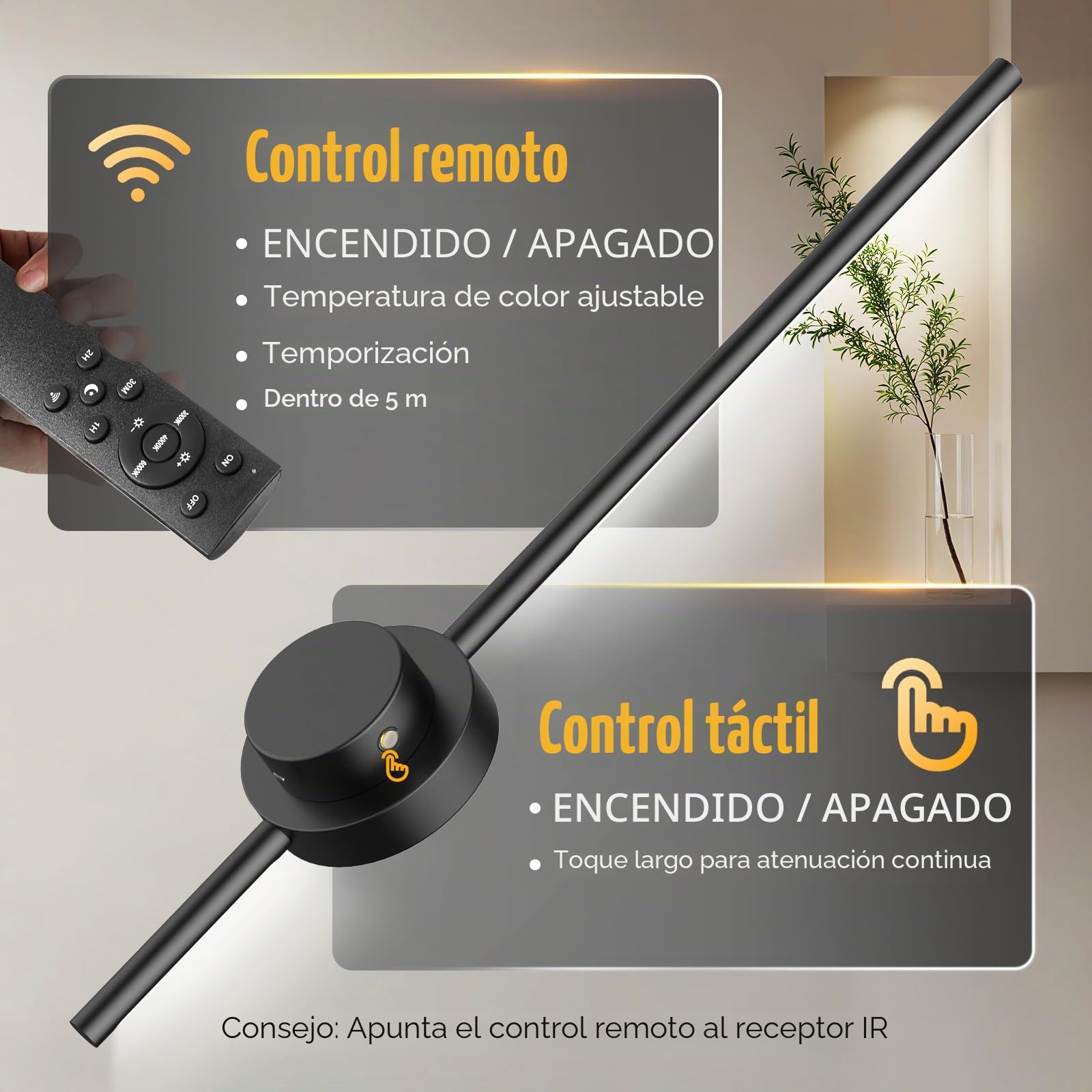 Apliques de Pared Interior LED de 70cm, Moderno Lámpara de Pared LED 8W 30LM, Iluminación de Aluminio Aplique pared Interior 3000K/4500K/6000K, Sala de Estar, Cocina, Pasillo(2 unidades)