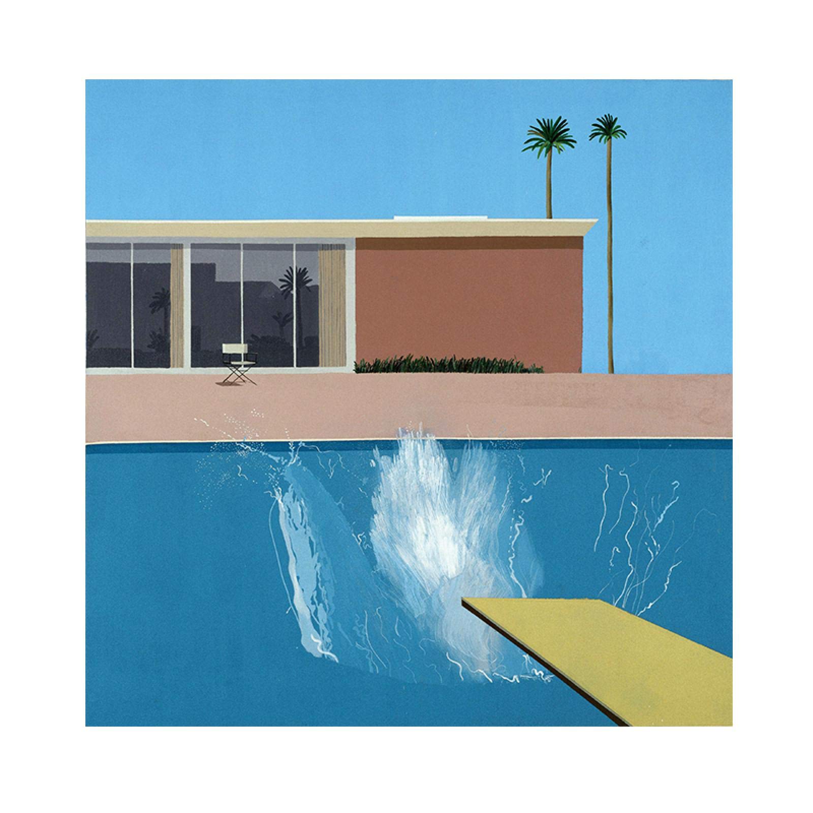 Yooyu Blue Wall Art David Hockney Bigger Splash Posters And Prints Canvas Painting Home Decoration Picture For Living Room Decor 80X80cm Frameless