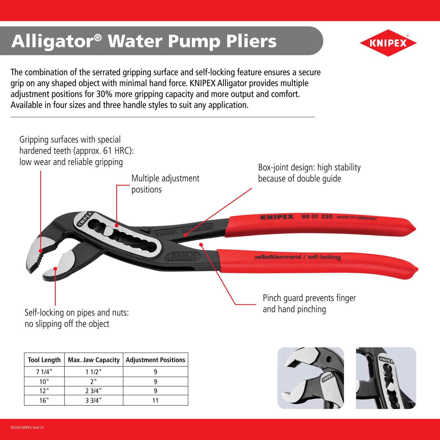 Knipex 88 02 250 SBA ergonómico Alligator alicates